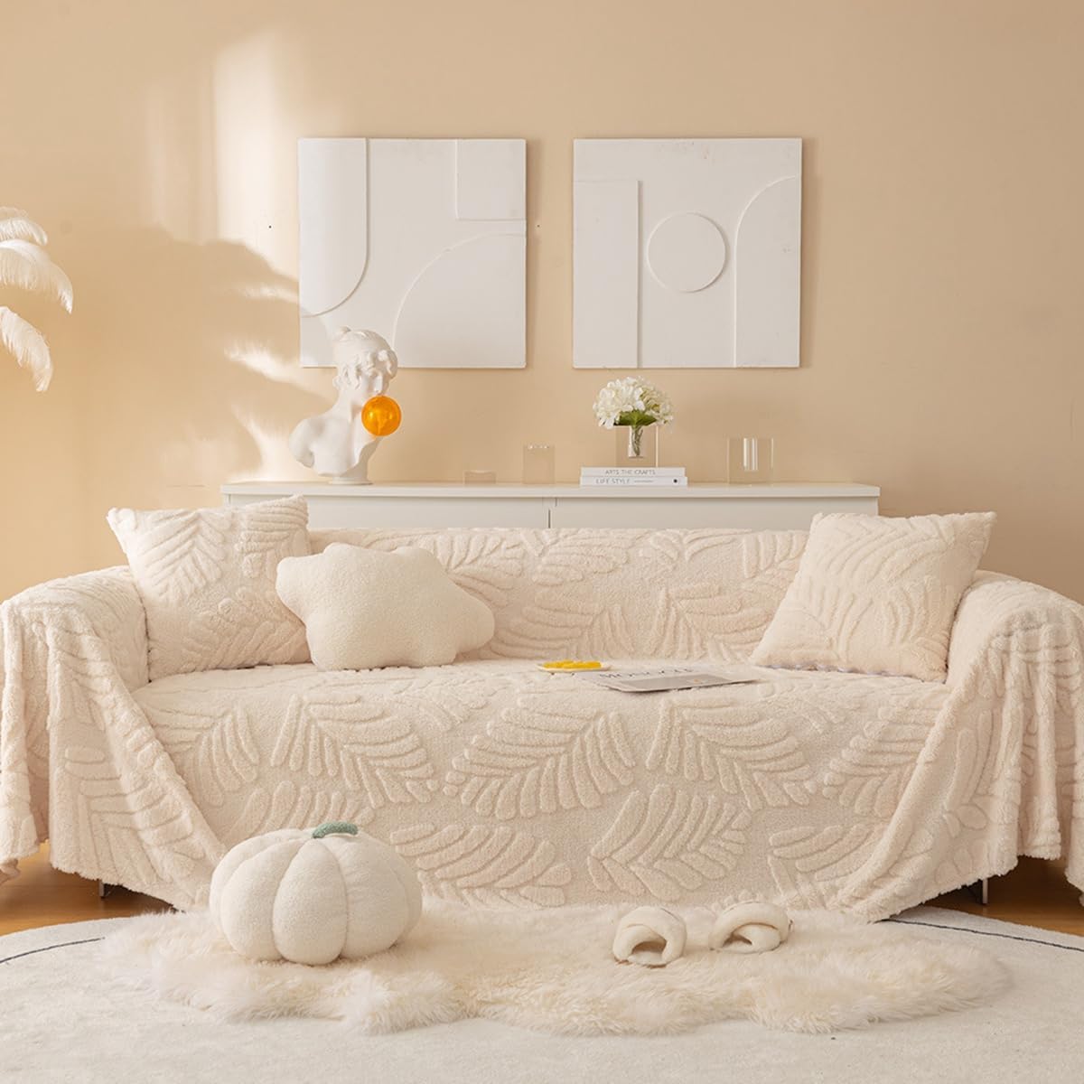 「Tuokus」ソファーカバー 2人掛け 3人掛け 肘付き 柔らかく ふわふわ ソファパッド クッション ソファー スリップ 洗える 防塵 冬用 TSFJ-32