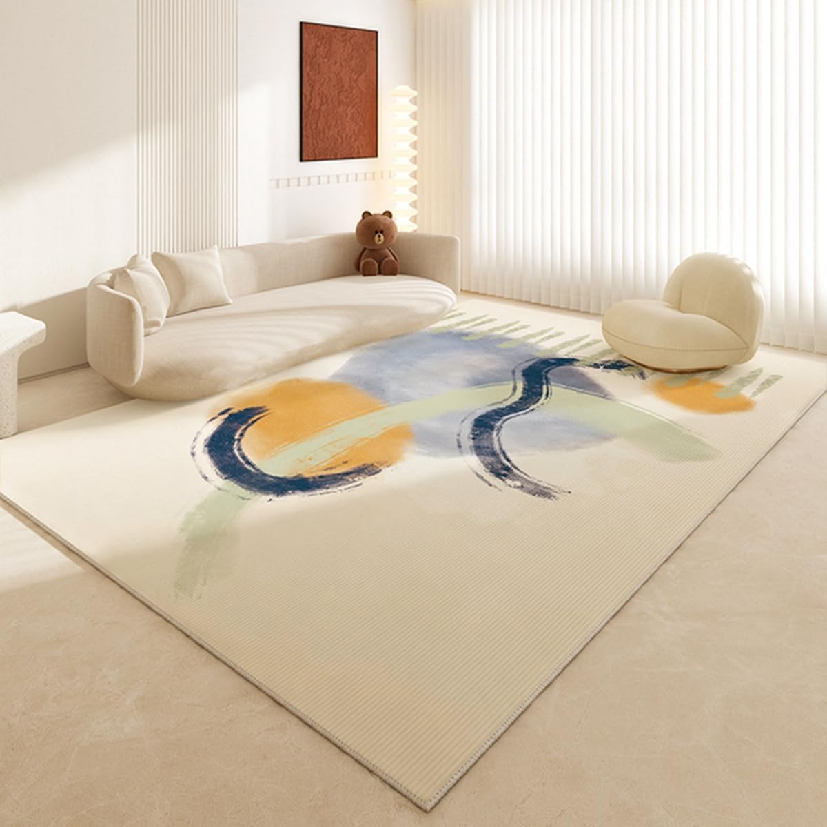 「Tuokus」カーペット ラグマット ラグ 滑り止め付き センターカーペット 模造カシミヤ 3畳4畳5畳6畳 厚み 長方形 絨毯 抗菌防臭 防ダニ 床暖房対応 シャギーラグ 絨毯 滑り止め付き ふわふわ サラサラ 長方形 カラフルパターン ORFYR136