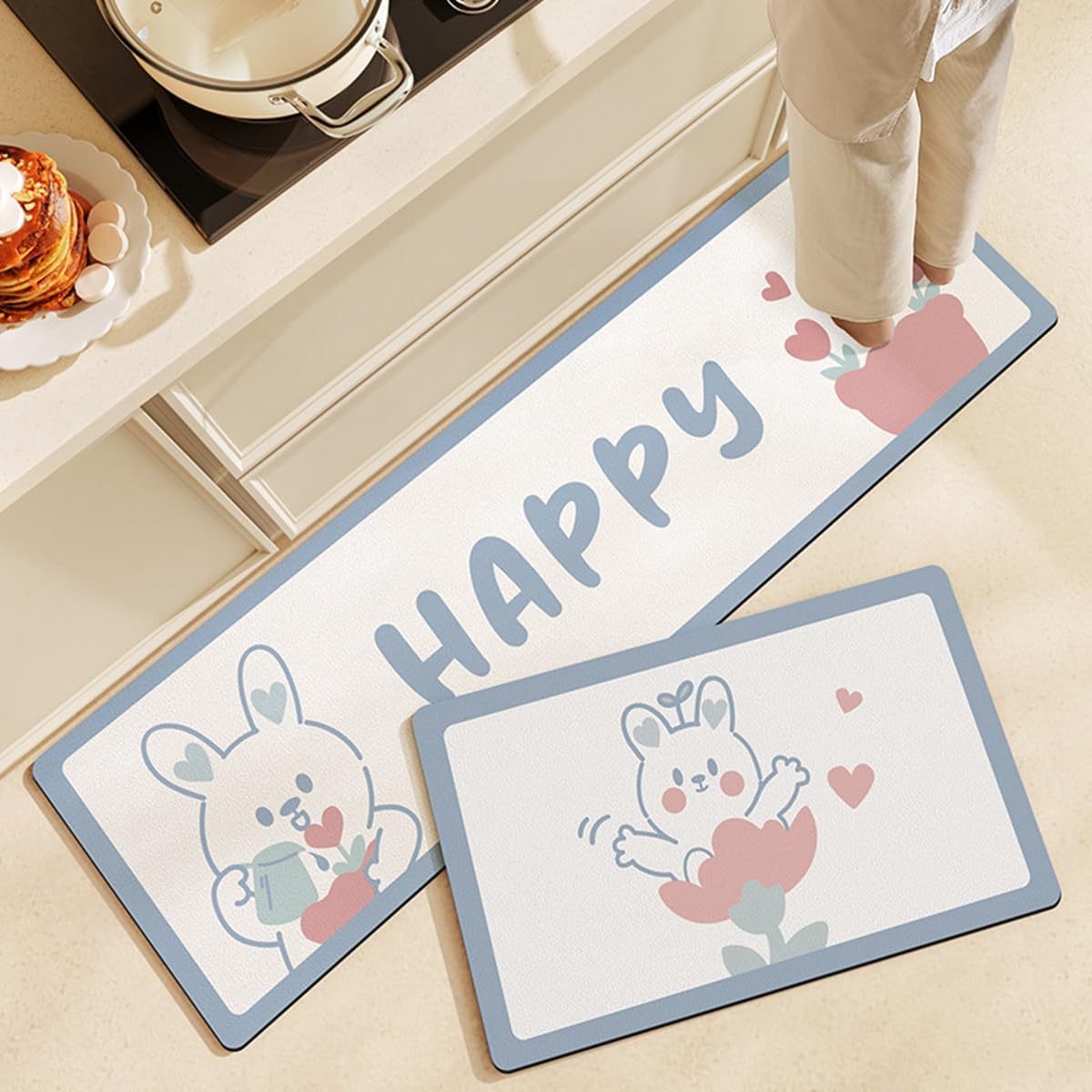 「Tuokus」キッチンマット 拭ける 75×45cm 玄関マット カーペット ラグマット 廊下マット 台所マット 洗える 滑り止め付き 厚手防音 掃除易い 抗菌防臭 吸水 厚手 長方形 水や油の吸収が良い 防汚 TCFJ23