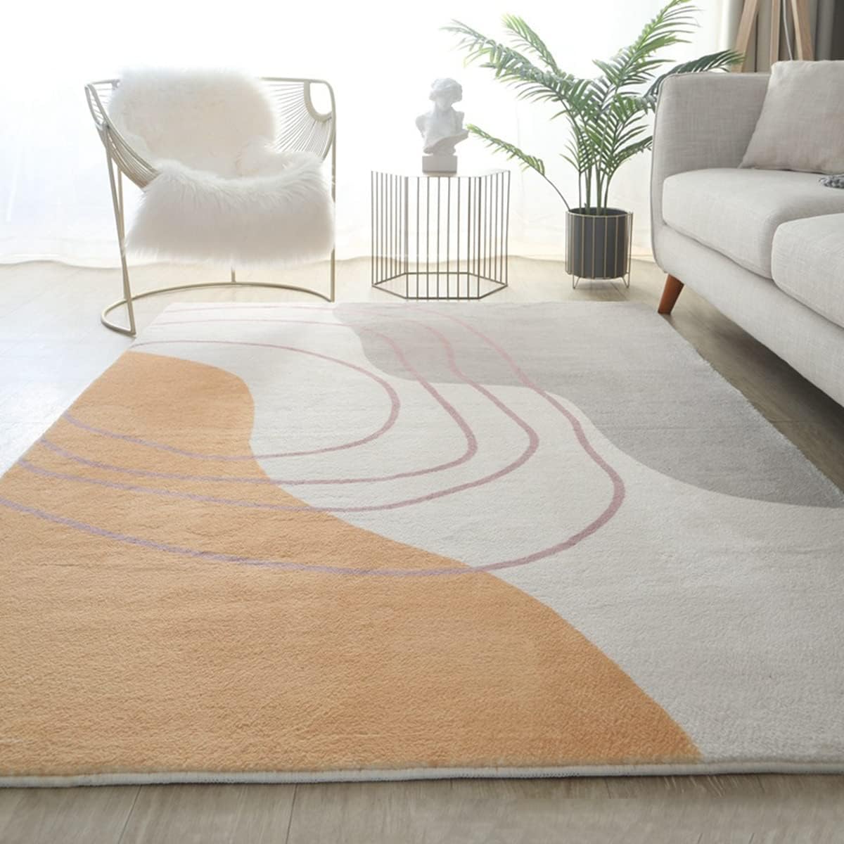 「ORRMALL」カーペット ラグマット 模造カシミヤ シャギーラグ センターカーペット 厚い 滑り止め付き 3畳4畳5畳6畳 長方形 OFY04 絨毯 抗菌防臭 防ダニ 床暖房対応 絨毯 滑り止め付き ふわふわ サラサラ 長方形 OFY04 (120*160cm約1畳)