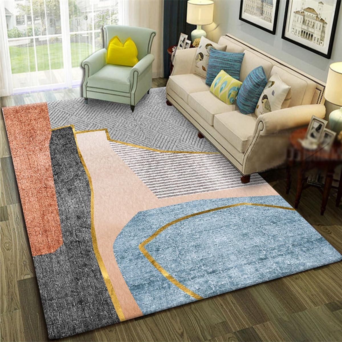 Frisence カーペット 120×160cm 洗える ラグ 滑り止め付き 防音・防寒・床暖房対応 ラグマット 折りたたみ コンパクト収納可能 おしゃれ ふわふわ 北欧風 リビング 寝室 子供部屋用 FRIDT66