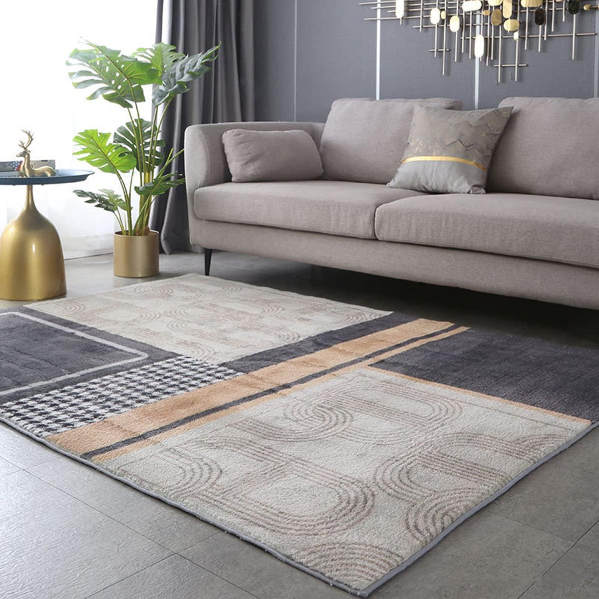 「Tuokus」カーペット 洗える ふわふわラグ 厚い 絨毯 抽象 模造カシミア イミテーションカシミア ラグマット 防ダニ 3畳4畳5畳6畳 かわいい 抗菌 消臭 滑り止め付き サラサラ 長方形 夏秋冬 140*200cm