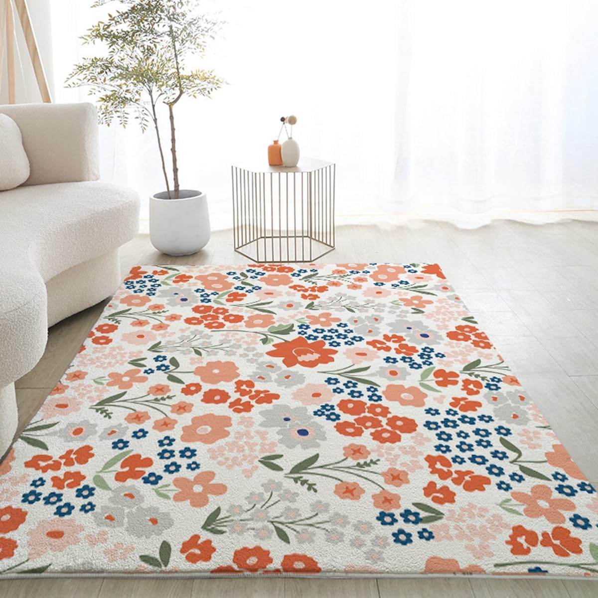 「ORRMALL」カーペット ラグマット ラグ 滑り止め付き センターカーペット 模造カシミヤ 3畳4畳5畳6畳 厚み 長方形 絨毯 抗菌防臭 防ダニ 床暖房対応 シャギーラグ 絨毯 滑り止め付き ふわふわ サラサラ 長方形 カラフルパターン ORFYR-33(120*160cm約1畳)