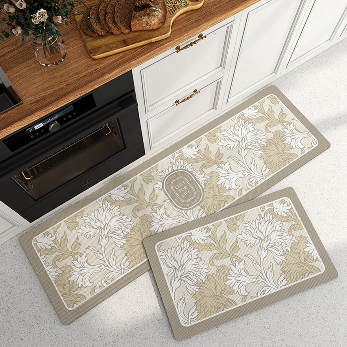 Tuokus キッチンマット 拭ける 75×45cm 玄関マット カーペット ラグマット 廊下マット 台所マット 洗える 滑り止め付き 厚手防音 掃除易い 抗菌防臭 吸水 厚手 長方形 水や油の吸収が良い 防汚 TCFJ26