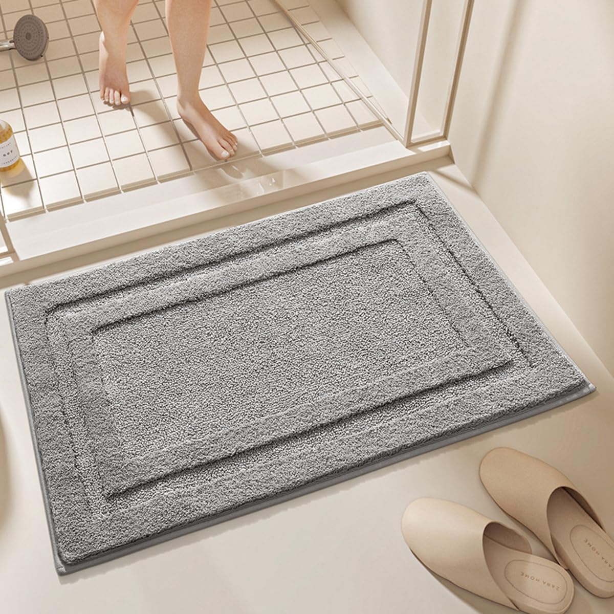 「Tuokus」バスマット 60×40cm 足拭きマット お風呂マット 玄関マット 吸水速乾滑り止め 風呂マット ふんわり 超厚い 吸水速乾 滑り止め ふわふわ 洗える 丸洗い可能 洗面所 脱衣所 浴室 キッチン 台所 TYSD58