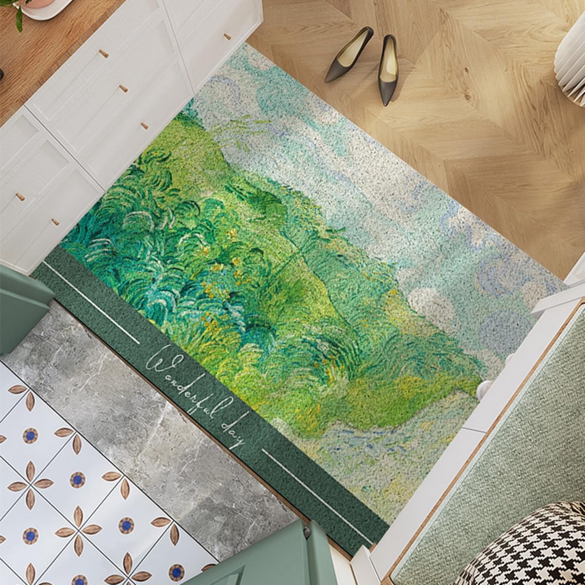 「Tuokus」玄関マット ドアマット 泥落としマット フロアマット マット キッチンマット タイルカーペット 床マット 屋外 滑り止め 耐磨耗性 速乾 吸水 洗える 店舗 飲食店 オフィス 事務所 TXGJ18B