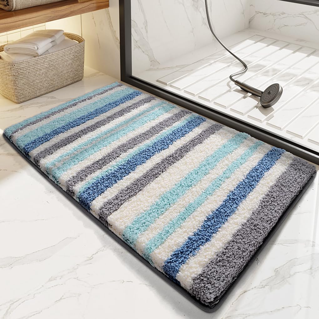 バスマット 44×76cm 吸水速乾 ふわふわ マイクロファイバー 滑り止め付き 抗菌防臭 厚手 洗濯機対応 乾きやすい お風呂マット 脱衣所 洗面所用 おしゃれ 北欧風 ORYSD66