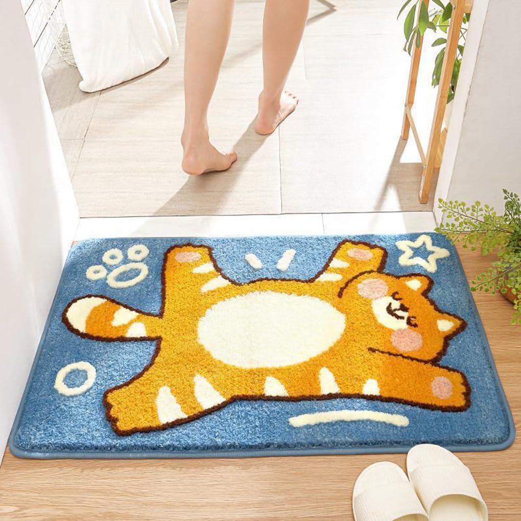 バスマット 40×60cm 吸水速乾 ふわふわ マイクロファイバー 滑り止め付き 抗菌防臭 厚手 洗濯機対応 乾きやすい お風呂マット 脱衣所 洗面所用 おしゃれ 北欧風 ORYSD68