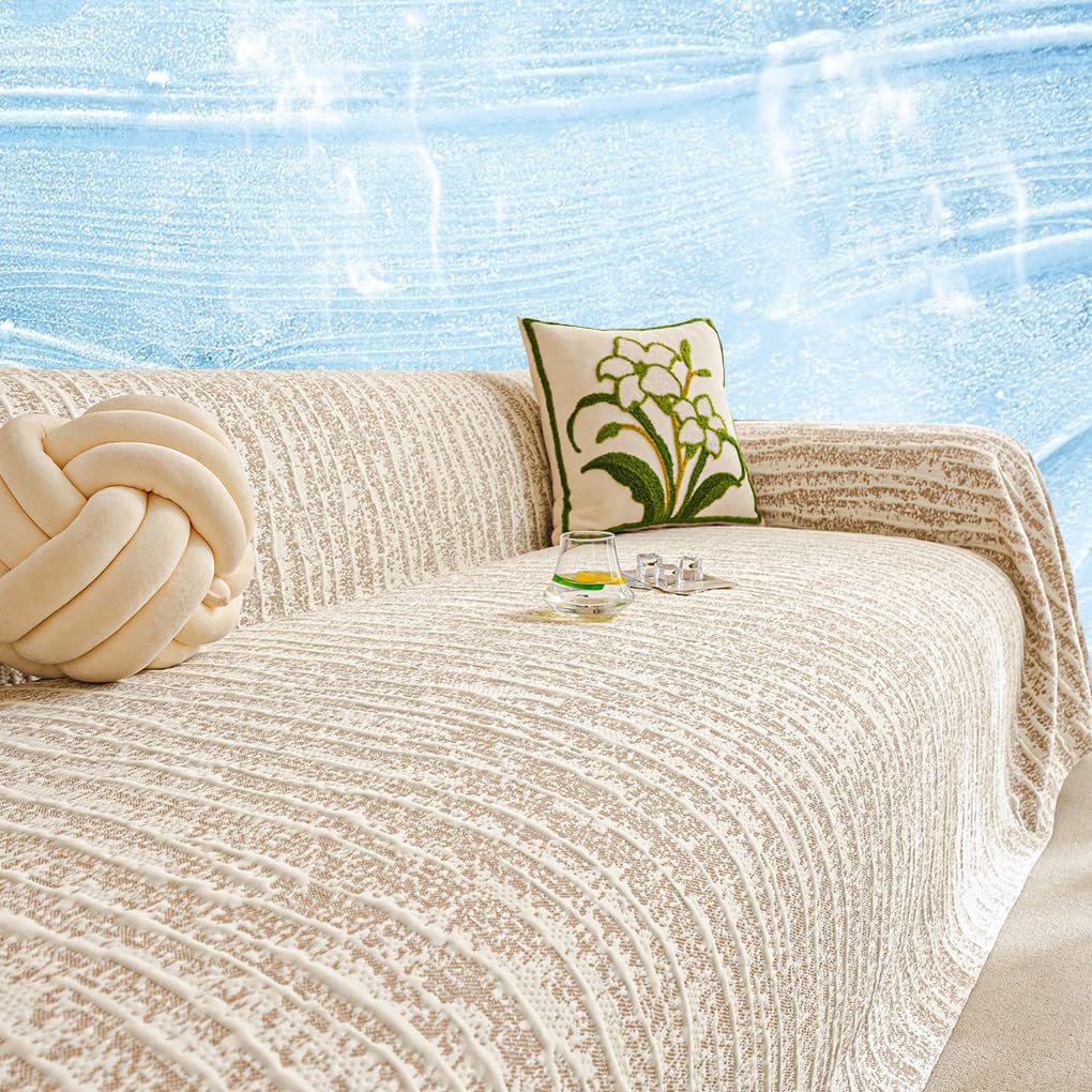 「ORRMALL」ソファーカバー 冷感 夏用 90×90cm ひんやり アイスシルク 接触冷感 涼しく快適 通気性 速乾 洗える 滑り止め付き ソファーシーツ 1人掛け 2人掛け 3人掛け L字対応 北欧風 無地 おしゃれ 防塵 汚れ防止 ペット対策 ソファ保護 柔らかい 清潔感 リビング用 ORRSofa99