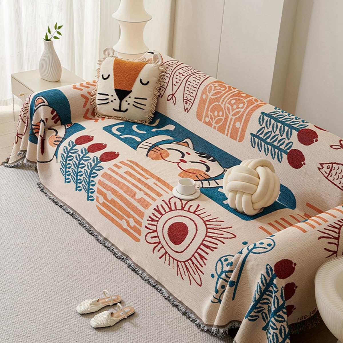 「Tuokus」ソファーカバー 180×180cm 2人掛け・3人掛け 肘付き 洗える ペットの引っかき傷防止 通気性 ふんわり おしゃれ 滑り止め付き 汚れ防止 防塵 オールシーズン対応 Sofajia65X