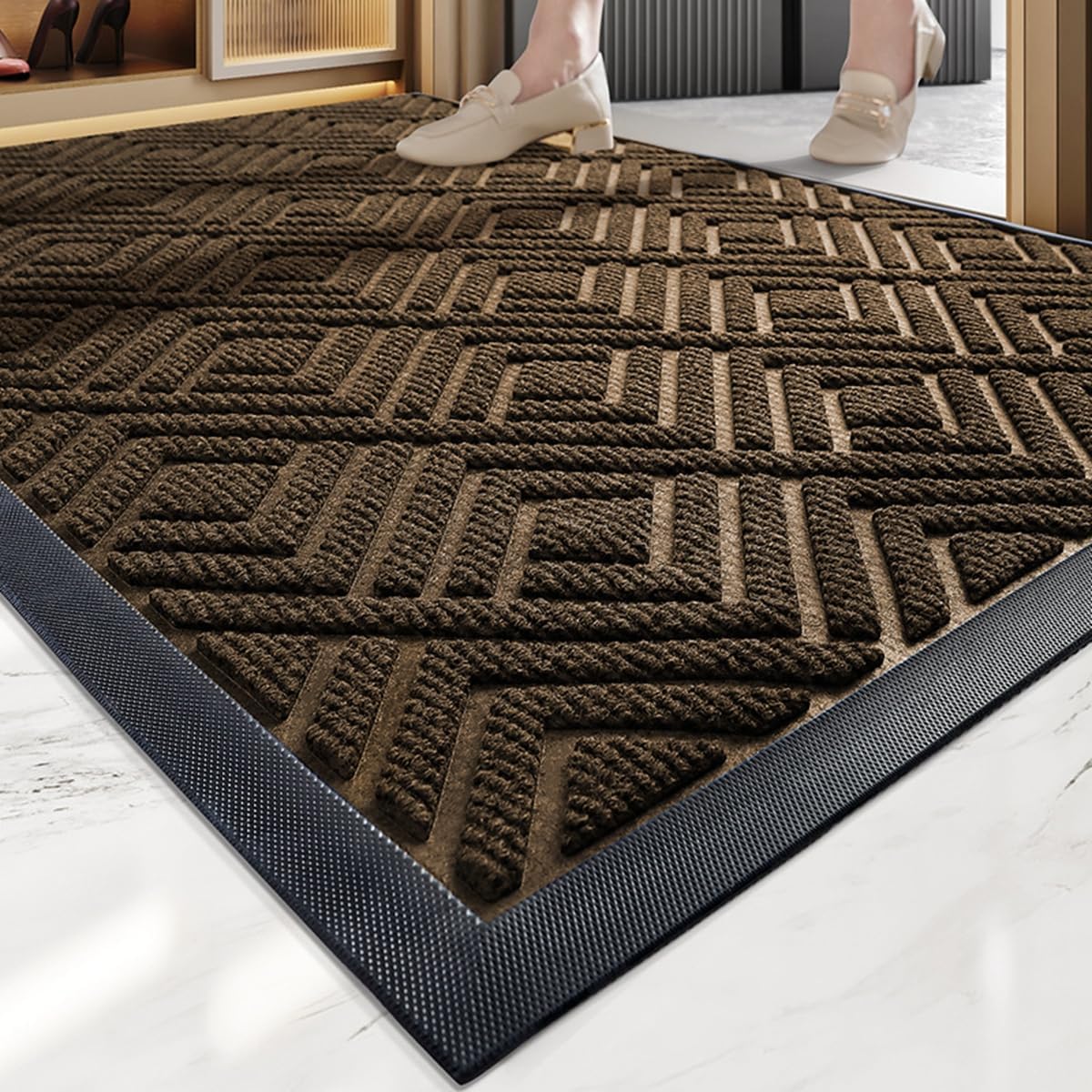 Tuokus 玄関マット 90×60cm ドアマット 泥落としマット フロアマット マット キッチンマット タイルカーペット 床マット 屋外 滑り止め 耐磨耗性 速乾 吸水 洗える 店舗 飲食店 オフィス 事務所 XGJ41