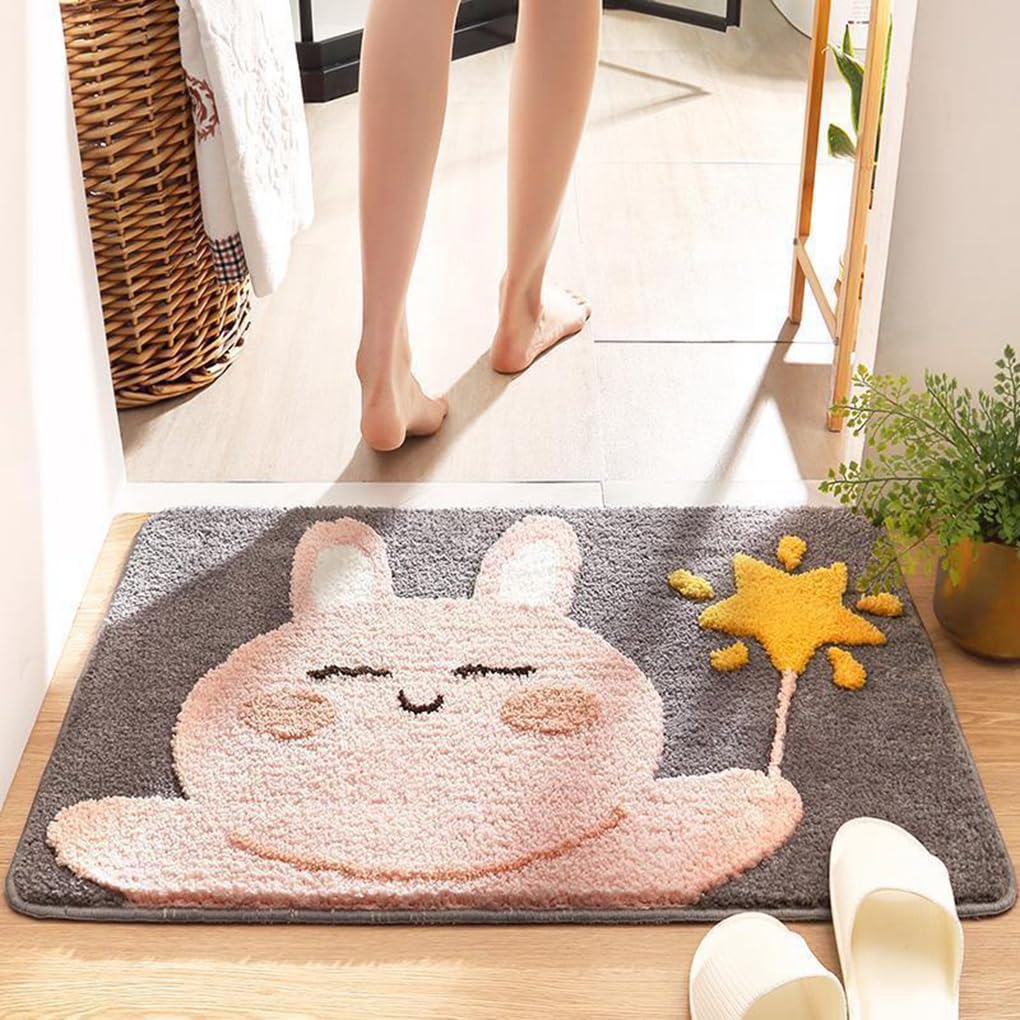 バスマット 40×60cm 吸水速乾 ふわふわ マイクロファイバー 滑り止め付き 抗菌防臭 厚手 洗濯機対応 乾きやすい お風呂マット 脱衣所 洗面所用 おしゃれ 北欧風 ORYSD61