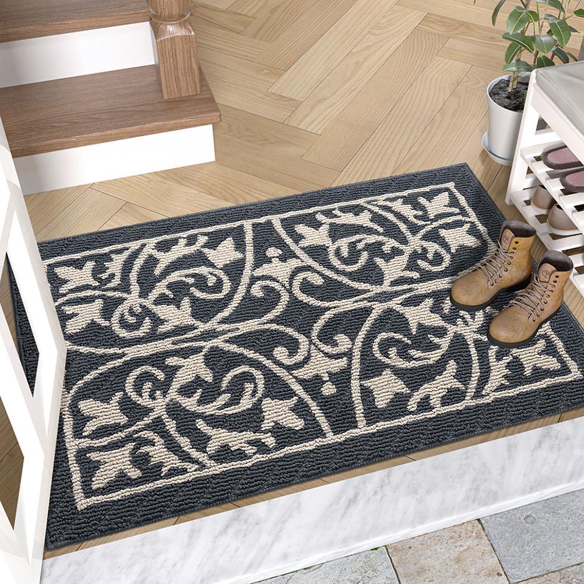 「Tuokus」玄関マット ドアマット 泥落としマット フロアマット マット キッチンマット タイルカーペット 床マット 屋外 滑り止め 耐磨耗性 速乾 吸水 洗える 店舗 飲食店 オフィス 事務所 TXGj12