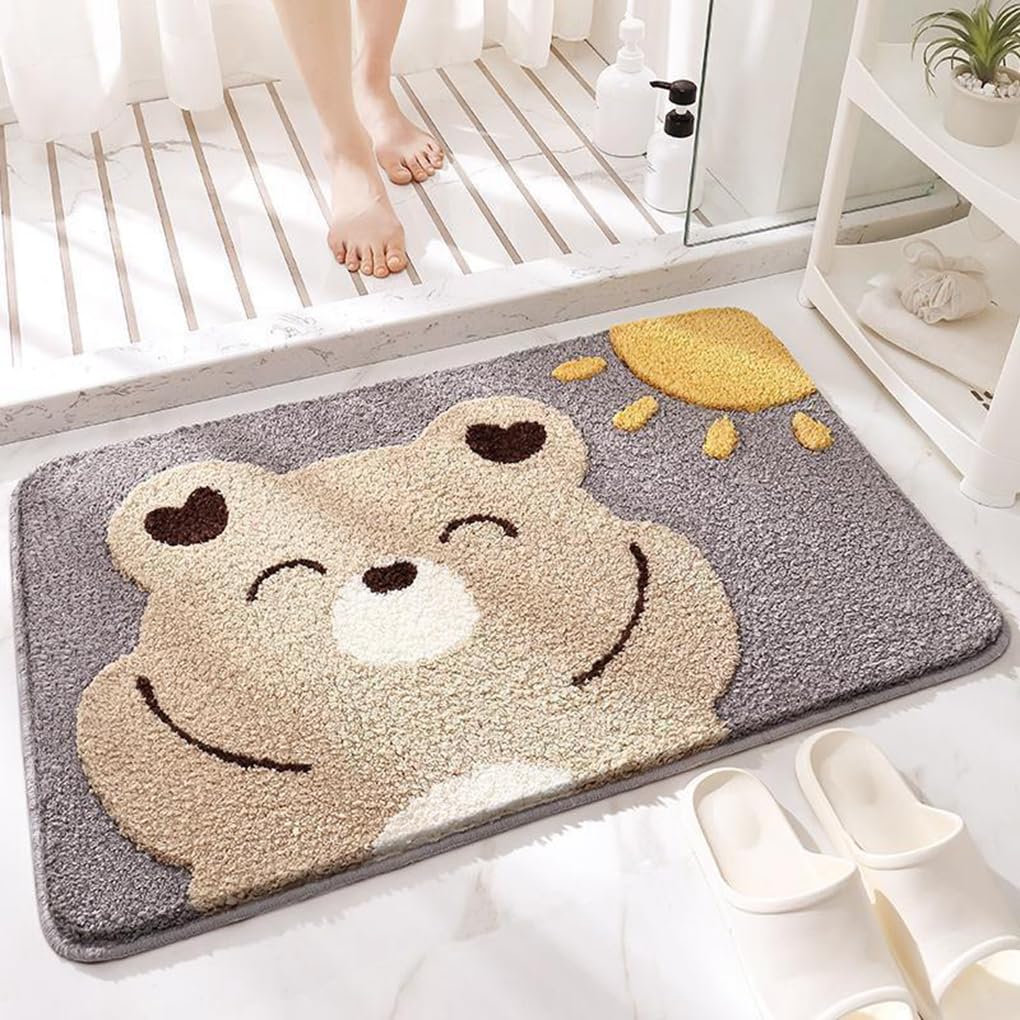 バスマット 40×60cm 吸水速乾 ふわふわ マイクロファイバー 滑り止め付き 抗菌防臭 厚手 洗濯機対応 乾きやすい お風呂マット 脱衣所 洗面所用 おしゃれ 北欧風 ORYSD61