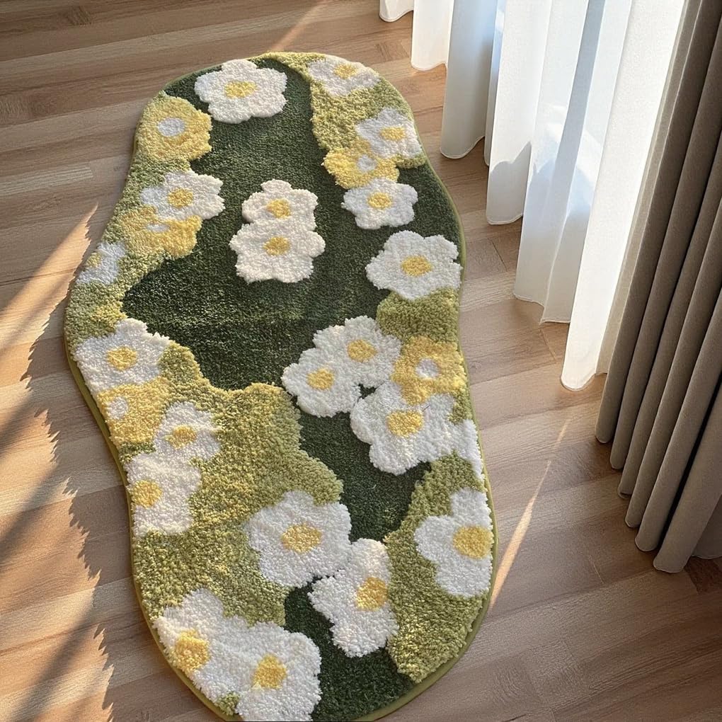 「Tuokus」モスラグ ラグマット60×120cm 苔風 立体デザイン 変形ラグ 北欧風 おしゃれ 厚手 植毛加工 ふわふわ 柔らかい 防滑TPR底 滑り止め付き 吸水 床保護 ベッドサイドラグ 玄関マット リビング 寝室用 洗える 小さめラグ ZHRDTjia21