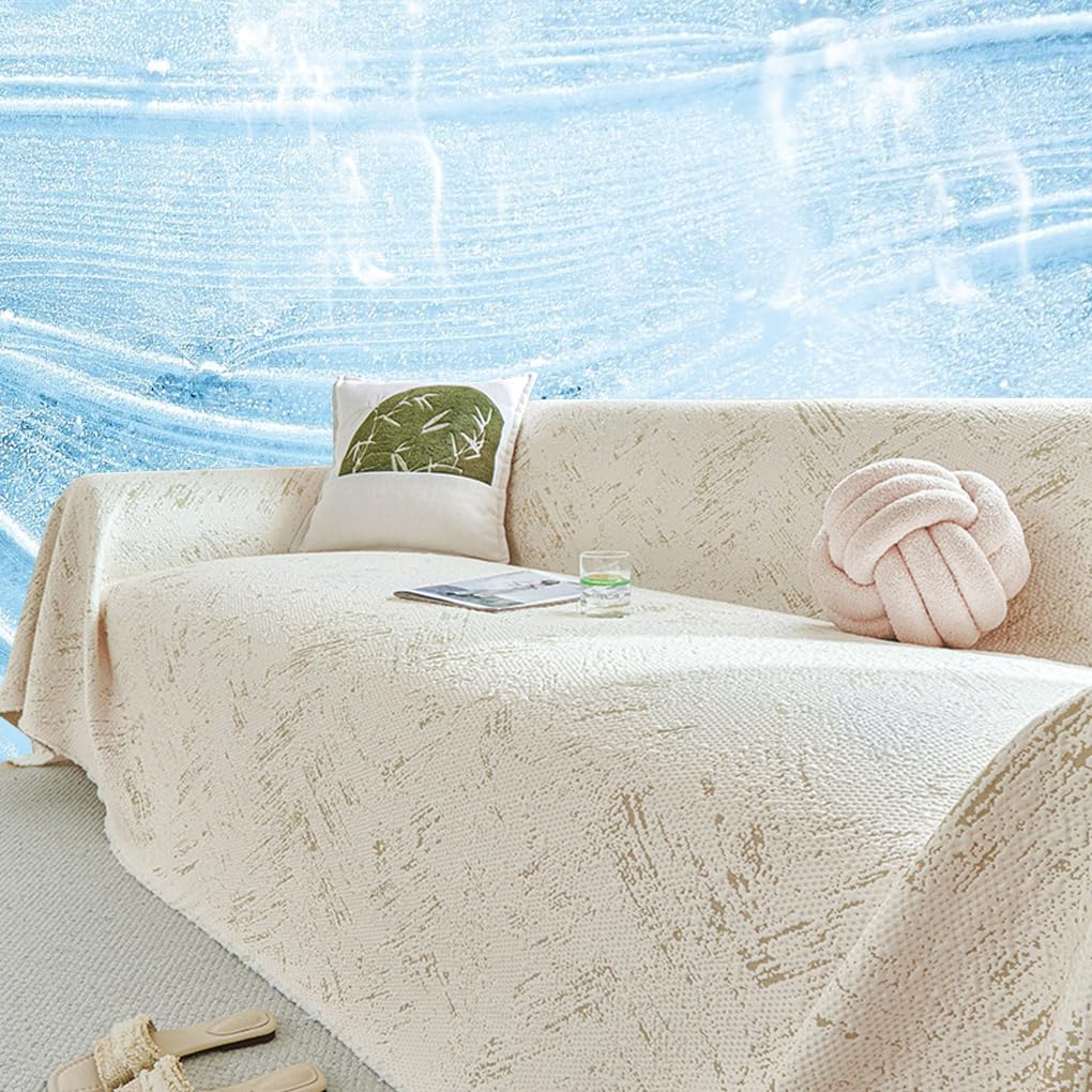 「ORRMALL」ソファーカバー 冷感 夏用 180×130cm ひんやり アイスシルク 接触冷感 涼しく快適 通気性 速乾 洗える 滑り止め付き ソファーシーツ 1人掛け 2人掛け 3人掛け L字対応 北欧風 無地 おしゃれ 防塵 汚れ防止 ペット対策 ソファ保護 柔らかい 清潔感 リビング用 ORRSofa95