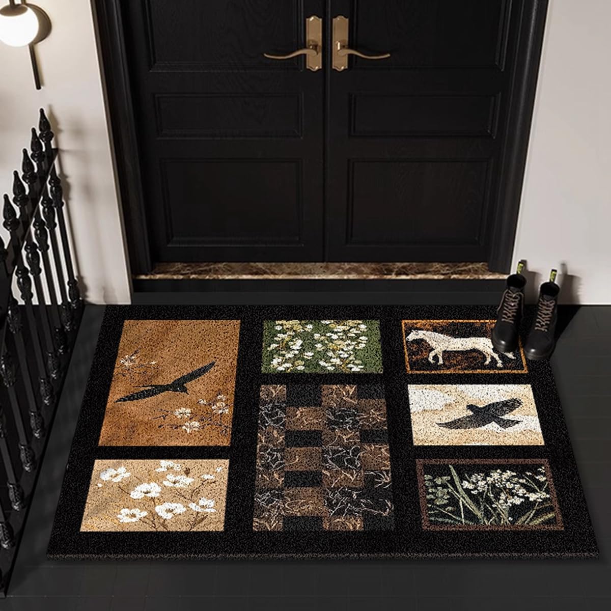 「Tuokus」玄関マット ドアマット 泥落としマット フロアマット マット キッチンマット タイルカーペット 床マット 屋外 滑り止め 耐磨耗性 速乾 吸水 洗える 店舗 飲食店 オフィス 事務所 XGDianj54 45*75cm