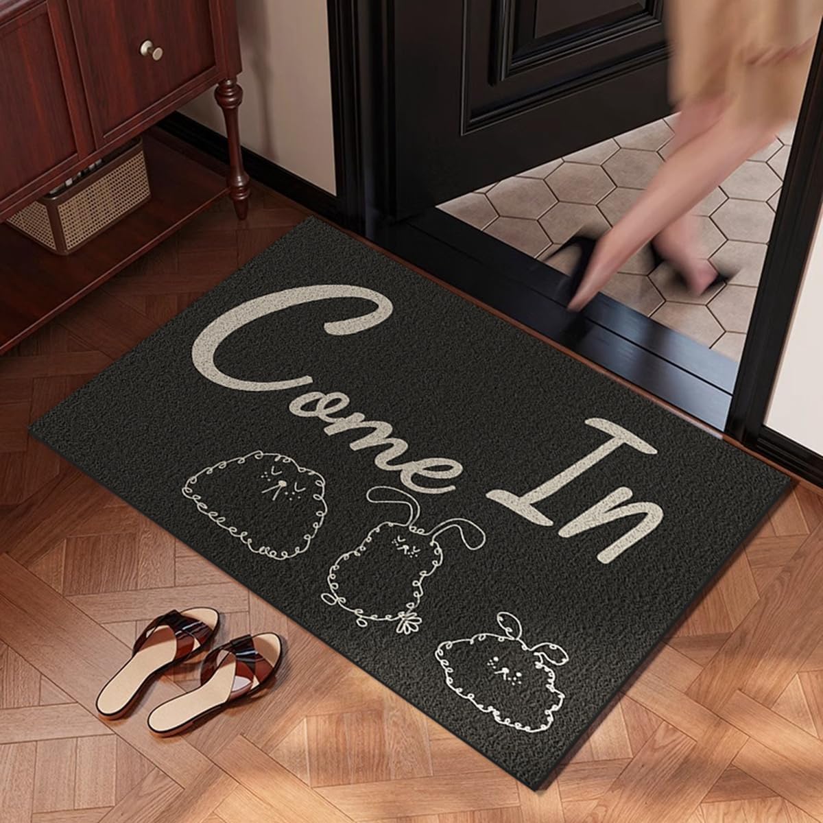 「Tuokus」玄関マット ドアマット 泥落としマット フロアマット マット キッチンマット タイルカーペット 床マット 屋外 滑り止め 耐磨耗性 速乾 吸水 洗える 店舗 飲食店 オフィス 事務所 XGDianj69 45*75cm
