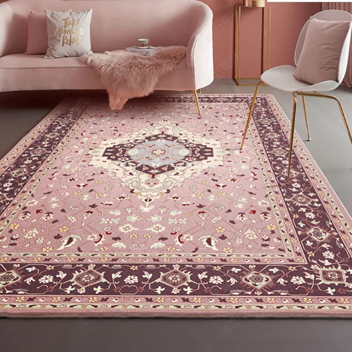 「Tuokus」ラグ カーペット シャギーラグ ふわふわ 絨毯 より厚い ラグマット わびさび クラシカル イミテーションカシミア 3畳4畳5畳6畳 ホットカーペット&床暖房で使用可能 洗える 模造カシミアラグ 消臭 厚さ約1.8cm 滑り止め付き サラサラ 120*160cm