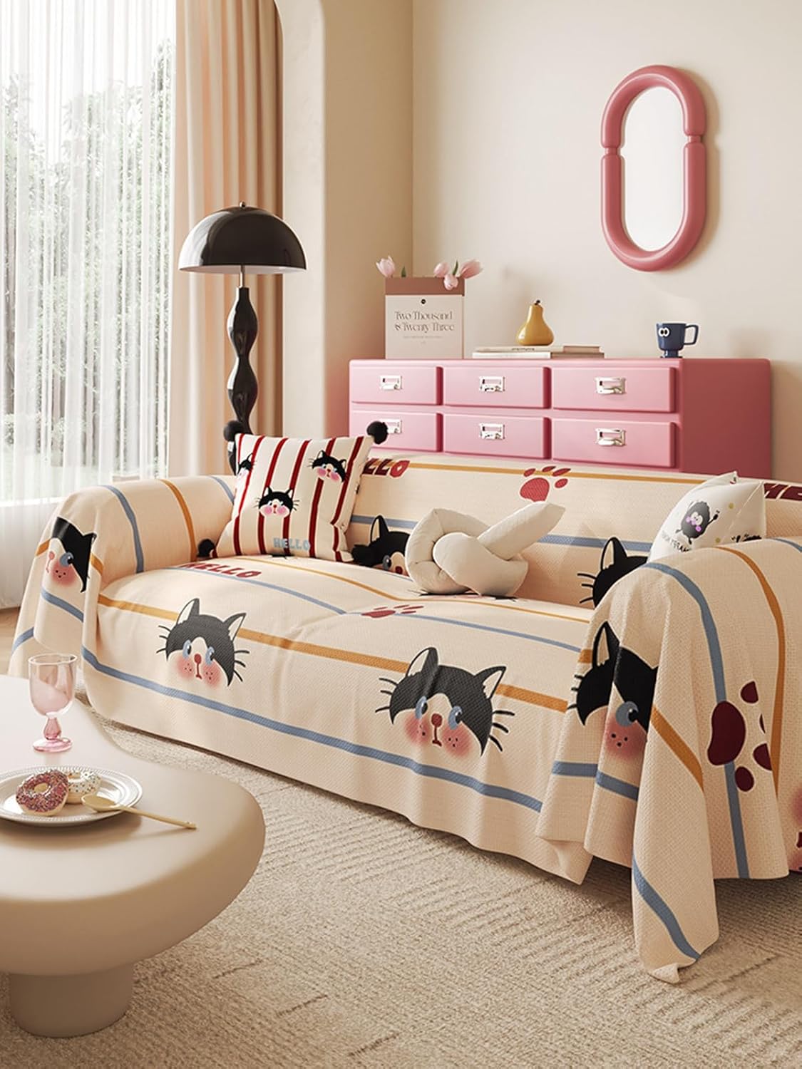 「Tuokus」ソファーカバー 180×180cm 2人掛け・3人掛け 肘付き 洗える ペットの引っかき傷防止 通気性 ふんわり おしゃれ 滑り止め付き 汚れ防止 防塵 オールシーズン対応 Sofajia61