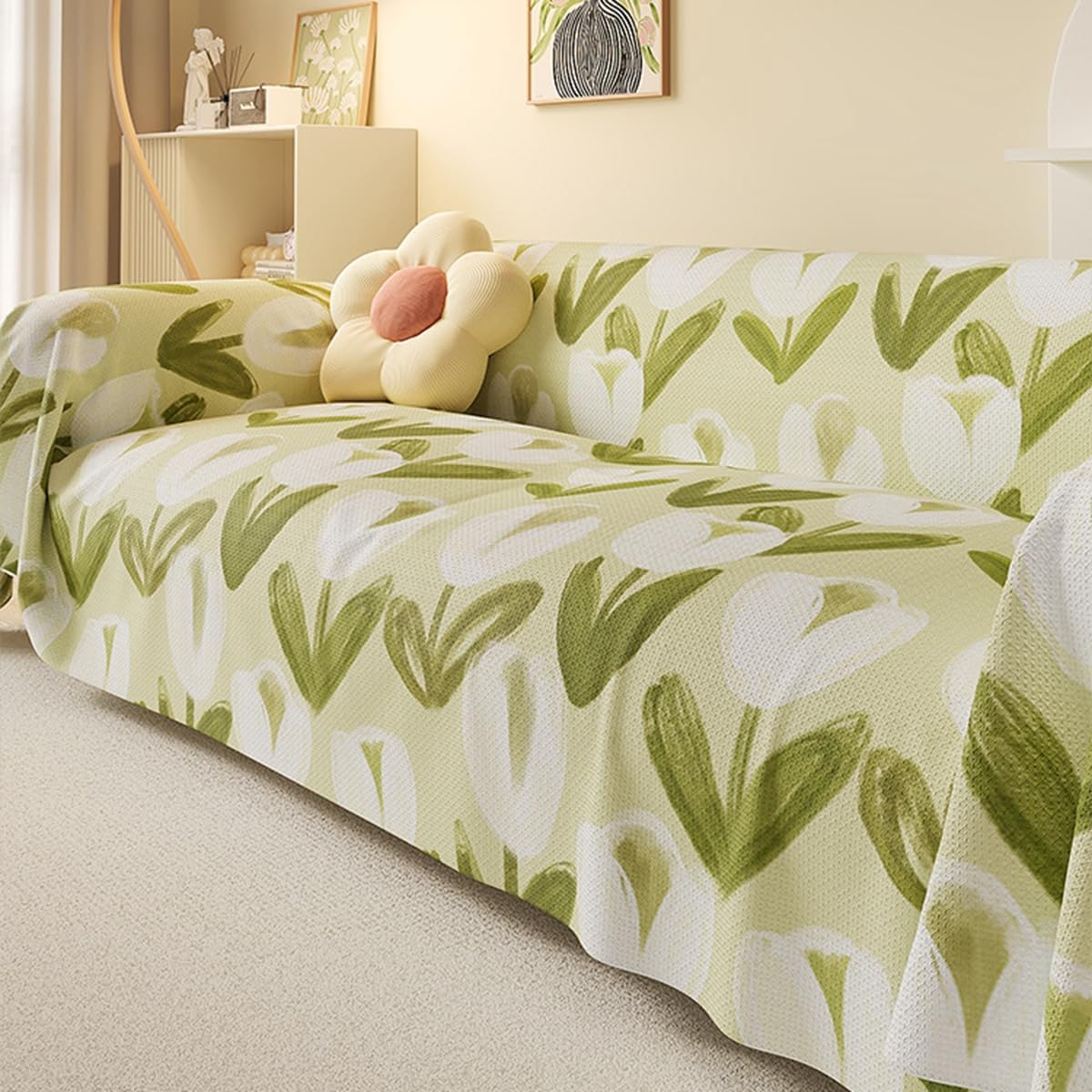 「Tuokus」ソファーカバー 3人掛け 肘付き 柔らかく 通気性 ふわふわ おしゃれ 汚れ防止 パッド クッション スリップ 洗える 防塵 オールシーズン使用可能 Sofajia55