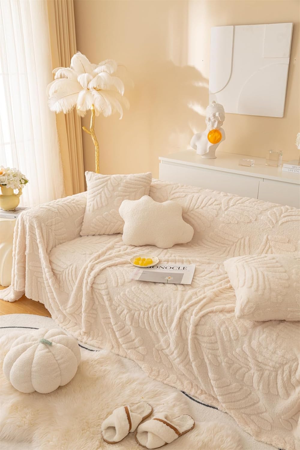 「Tuokus」ソファーカバー 2人掛け 3人掛け 肘付き 柔らかく ふわふわ ソファパッド クッション ソファー スリップ 洗える 防塵 冬用 TSFJ-32