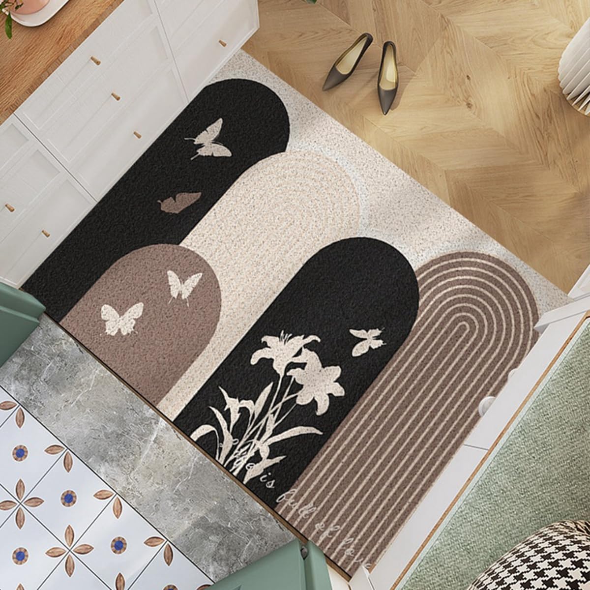 「Tuokus」玄関マット ドアマット 泥落としマット フロアマット マット キッチンマット タイルカーペット 床マット 屋外 滑り止め 耐磨耗性 速乾 吸水 洗える 店舗 飲食店 オフィス 事務所 XGDianj58 45*75cm