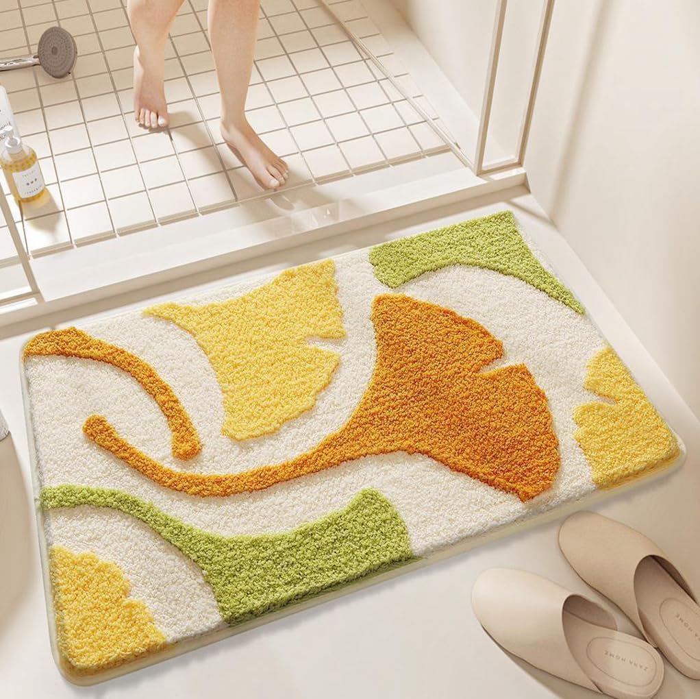 バスマット 40×60cm 吸水速乾 ふわふわ マイクロファイバー 滑り止め付き 抗菌防臭 厚手 洗濯機対応 乾きやすい お風呂マット 脱衣所 洗面所用 おしゃれ 北欧風 ORYSD81