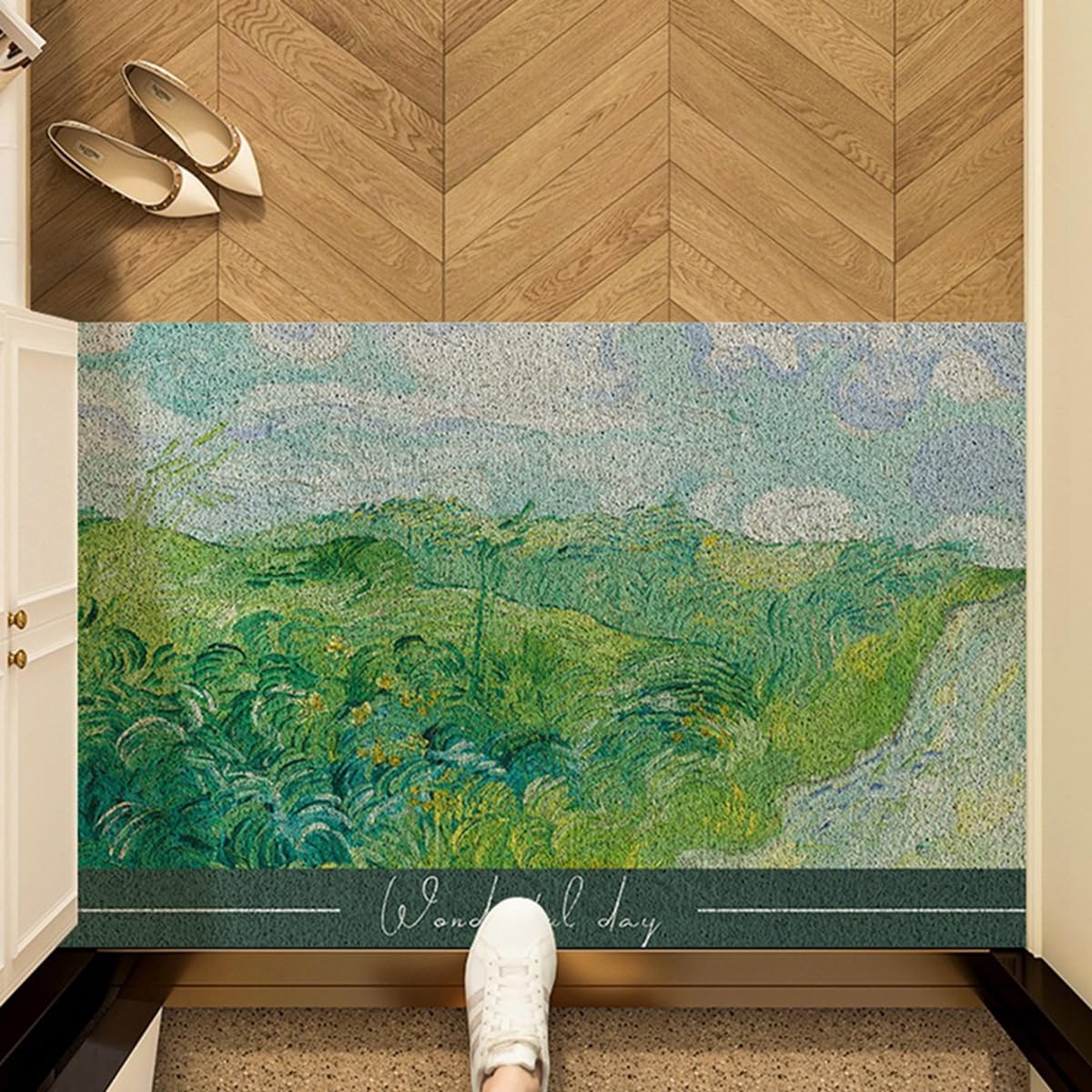 「Tuokus」玄関マット ドアマット 泥落としマット フロアマット マット キッチンマット タイルカーペット 床マット 屋外 滑り止め 耐磨耗性 速乾 吸水 洗える 店舗 飲食店 オフィス 事務所 XGDianj60 45*75cm