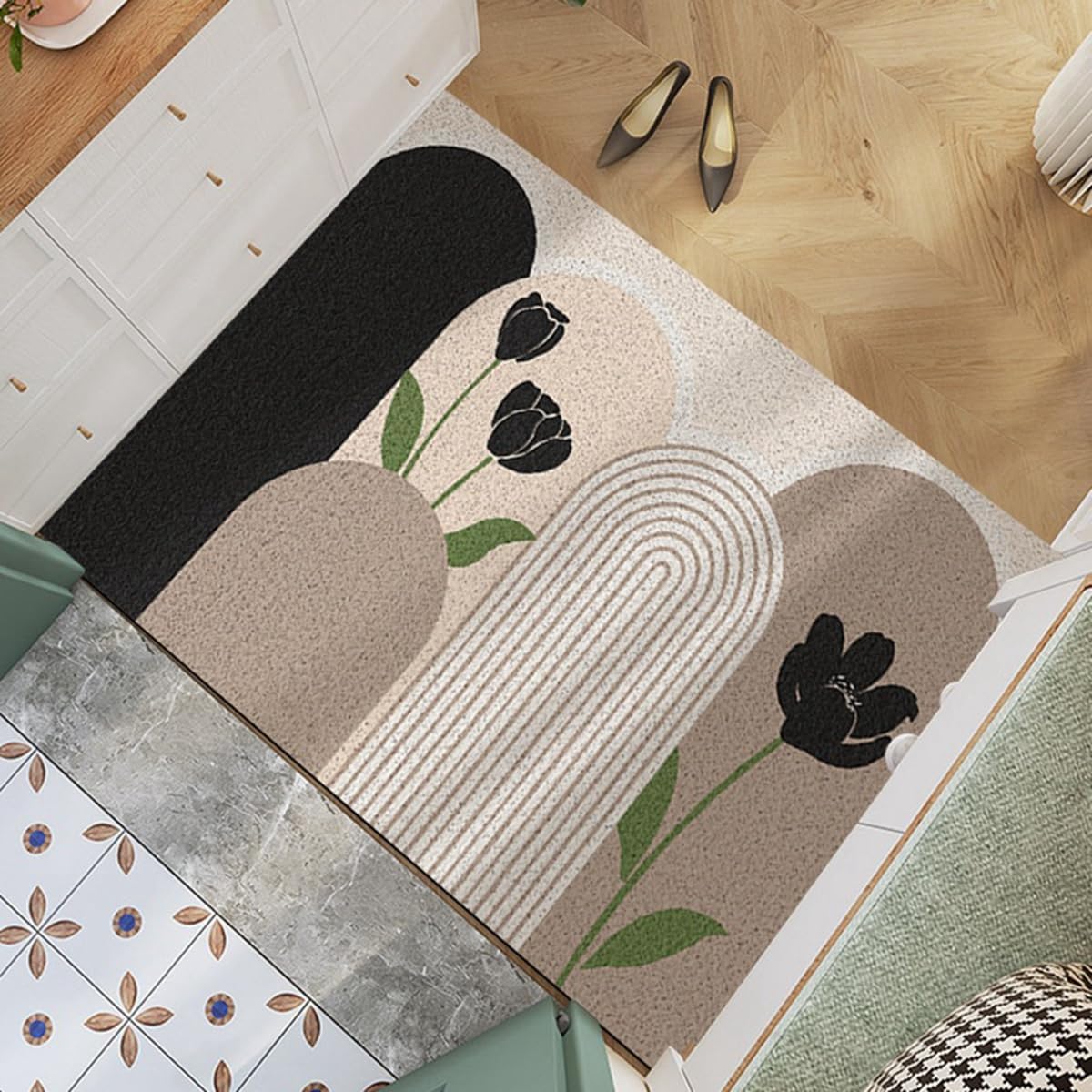 「Tuokus」玄関マット ドアマット 泥落としマット フロアマット マット キッチンマット タイルカーペット 床マット 屋外 滑り止め 耐磨耗性 速乾 吸水 洗える 店舗 飲食店 オフィス 事務所 XGDianj58 45*75cm