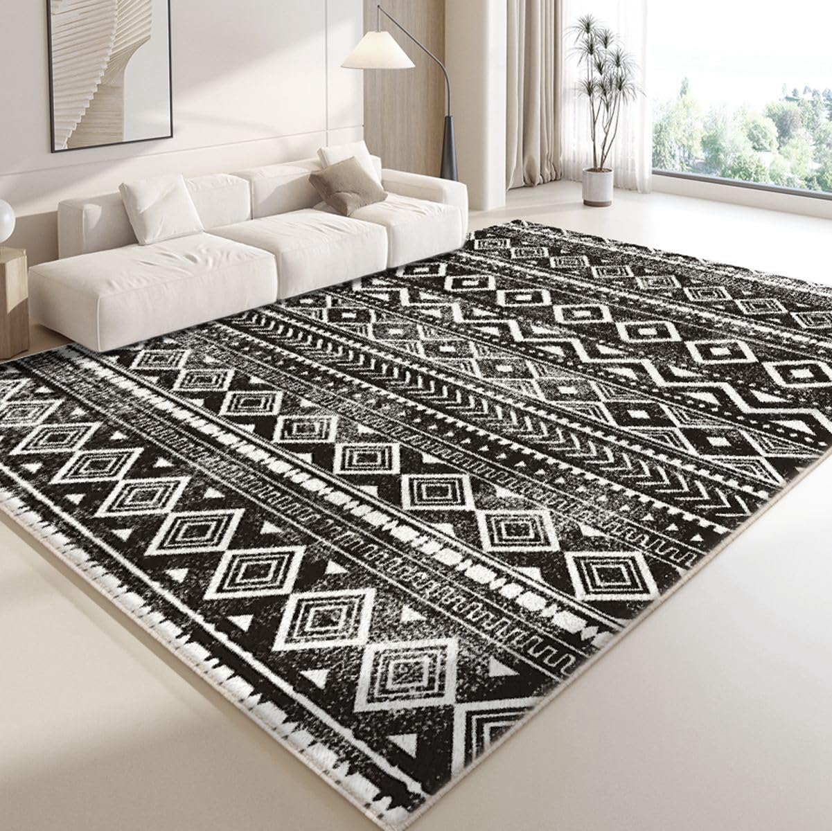 「ORRMALL」カーペット ラグマット ラグ 滑り止め付き センターカーペット 模造カシミヤ 3畳4畳5畳6畳 厚み 長方形 絨毯 抗菌防臭 防ダニ 床暖房対応 シャギーラグ 絨毯 滑り止め付き ふわふわ サラサラ 長方形 カラフルパターン ORFYR128