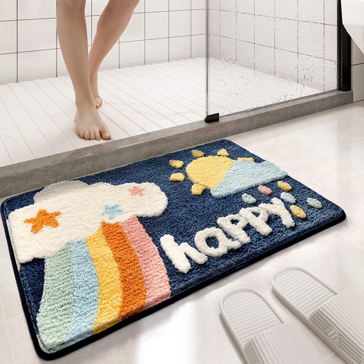 「Tuokus」バスマット 60×40cm 足拭きマット お風呂マット 玄関マット 吸水速乾滑り止め 風呂マット ふんわり 超厚い 吸水速乾 滑り止め ふわふわ 洗える 丸洗い可能 洗面所 脱衣所 浴室 キッチン 台所 TYSD56B