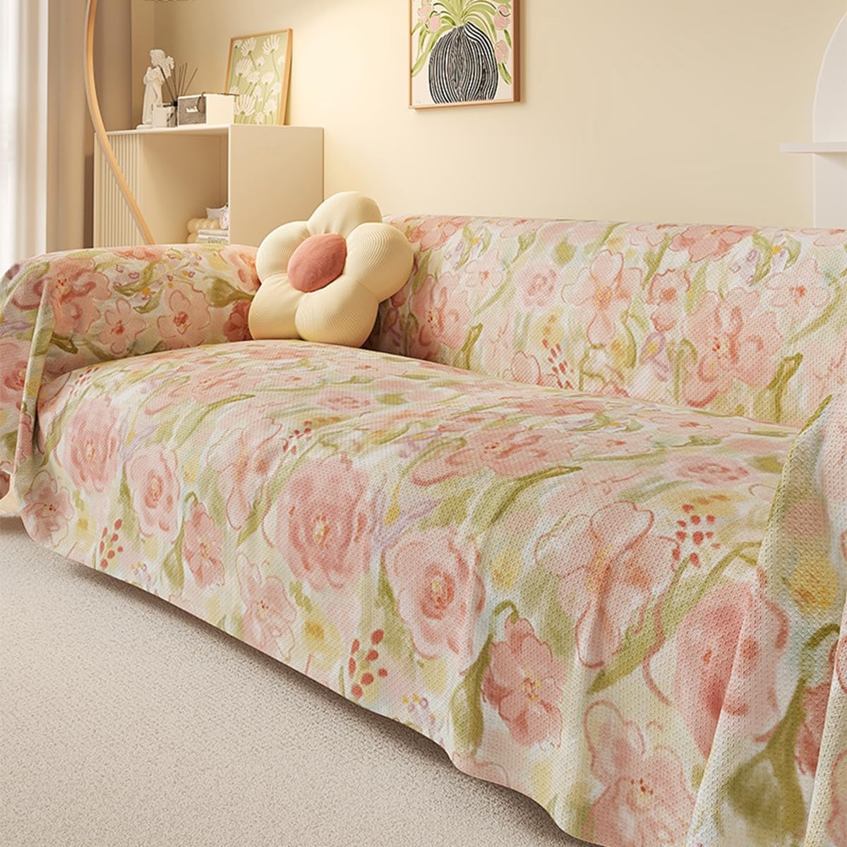 「Tuokus」ソファーカバー 3人掛け 肘付き 柔らかく 通気性 ふわふわ おしゃれ 汚れ防止 パッド クッション スリップ 洗える 防塵 オールシーズン使用可能 Sofajia55