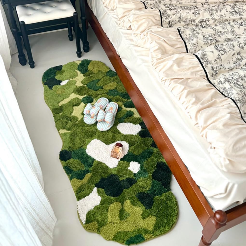 「Tuokus」ラグ マット モス風ラグ80×50cm 苔デザイン 3D立体 高低差パイル 変形ラグ 北欧インテリア 韓国風 おしゃれ ふかふか 厚手 植毛素材 防滑TPR 滑りにくい ベッドサイド 玄関 寝室 リビング 洗える ZHRDTjia01B