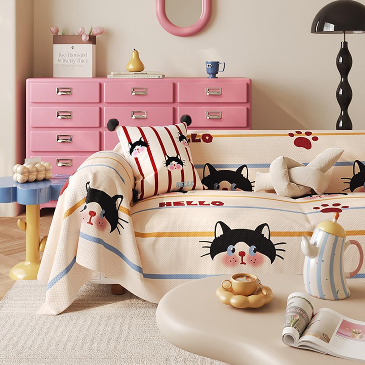 「Tuokus」ソファーカバー 180×180cm 2人掛け・3人掛け 肘付き 洗える ペットの引っかき傷防止 通気性 ふんわり おしゃれ 滑り止め付き 汚れ防止 防塵 オールシーズン対応 Sofajia61