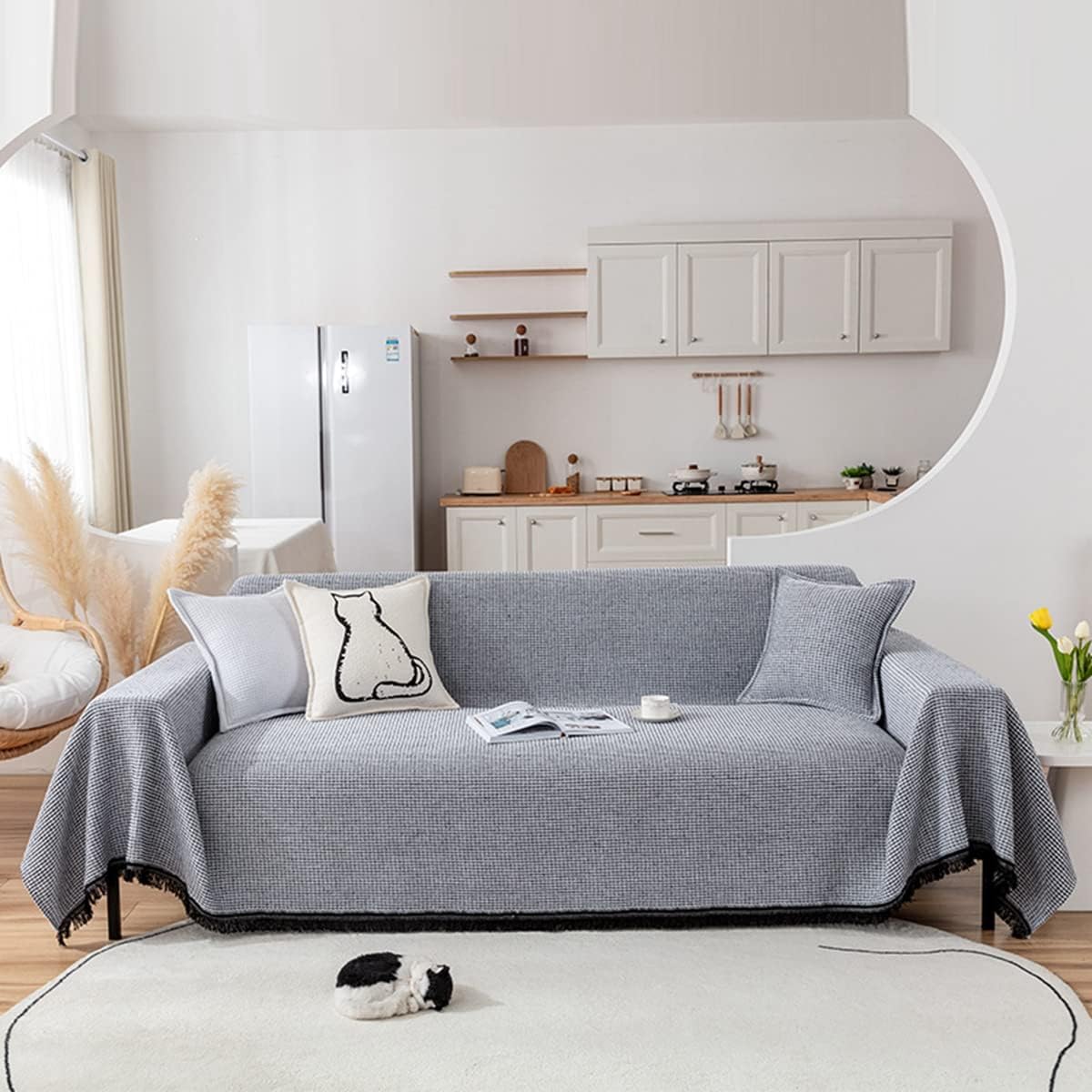 「Tuokus」ソファーカバー 肘付き 一人掛け 二人掛け 三人掛け 肘あり ソファパッド ソファカバー ペットの引っかき傷防止 クッション ソファー スリップ 洗える 防水 防塵 無地 大きいサイズ より厚く SFJ-18