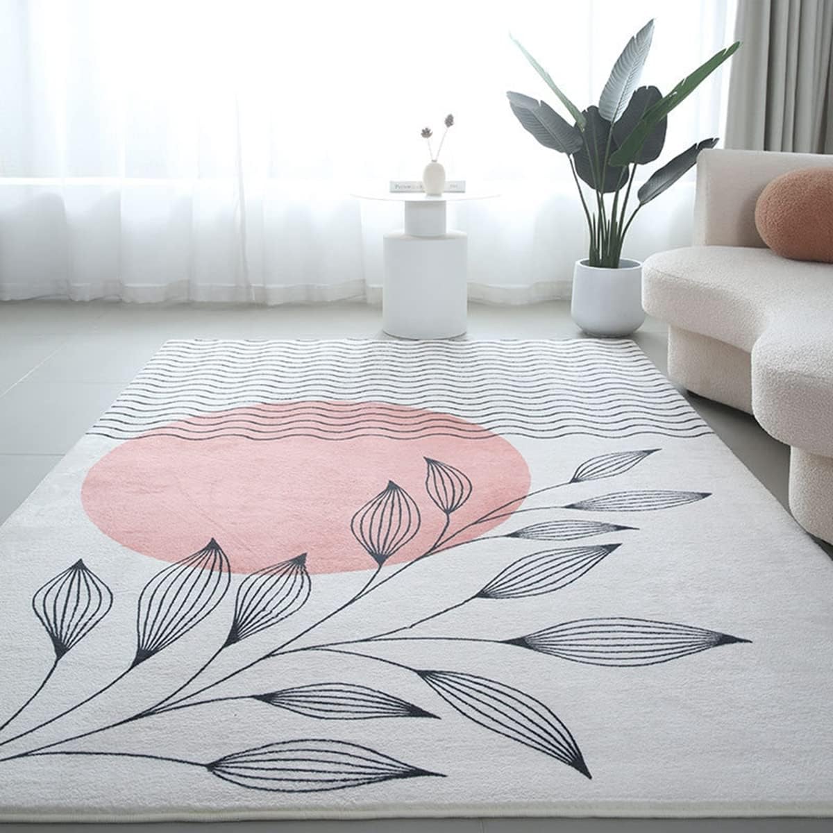 「ORRMALL」カーペット ラグマット ラグ 滑り止め付き 模造カシミヤ センターカーペット3畳4畳5畳6畳 花 長方形 絨毯 抗菌防臭 防ダニ 床暖房対応 シャギーラグ 絨毯 滑り止め付き ふわふわ サラサラ 長方形 (120*160cm約1畳)