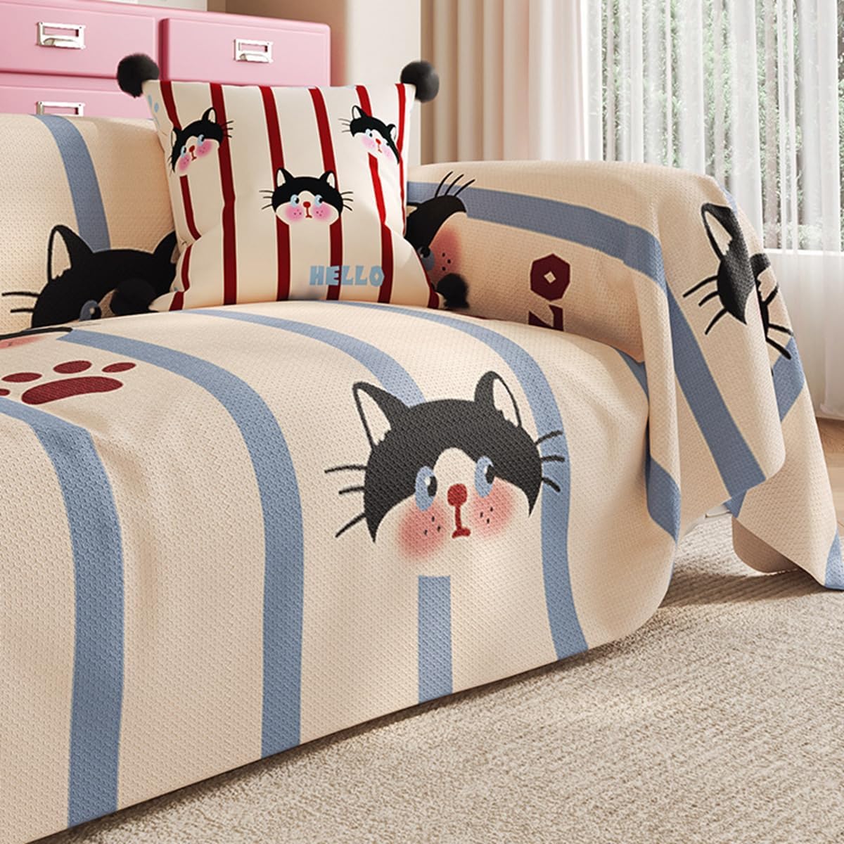 「Tuokus」ソファーカバー 180×180cm 2人掛け・3人掛け 肘付き 洗える ペットの引っかき傷防止 通気性 ふんわり おしゃれ 滑り止め付き 汚れ防止 防塵 オールシーズン対応 Sofajia61