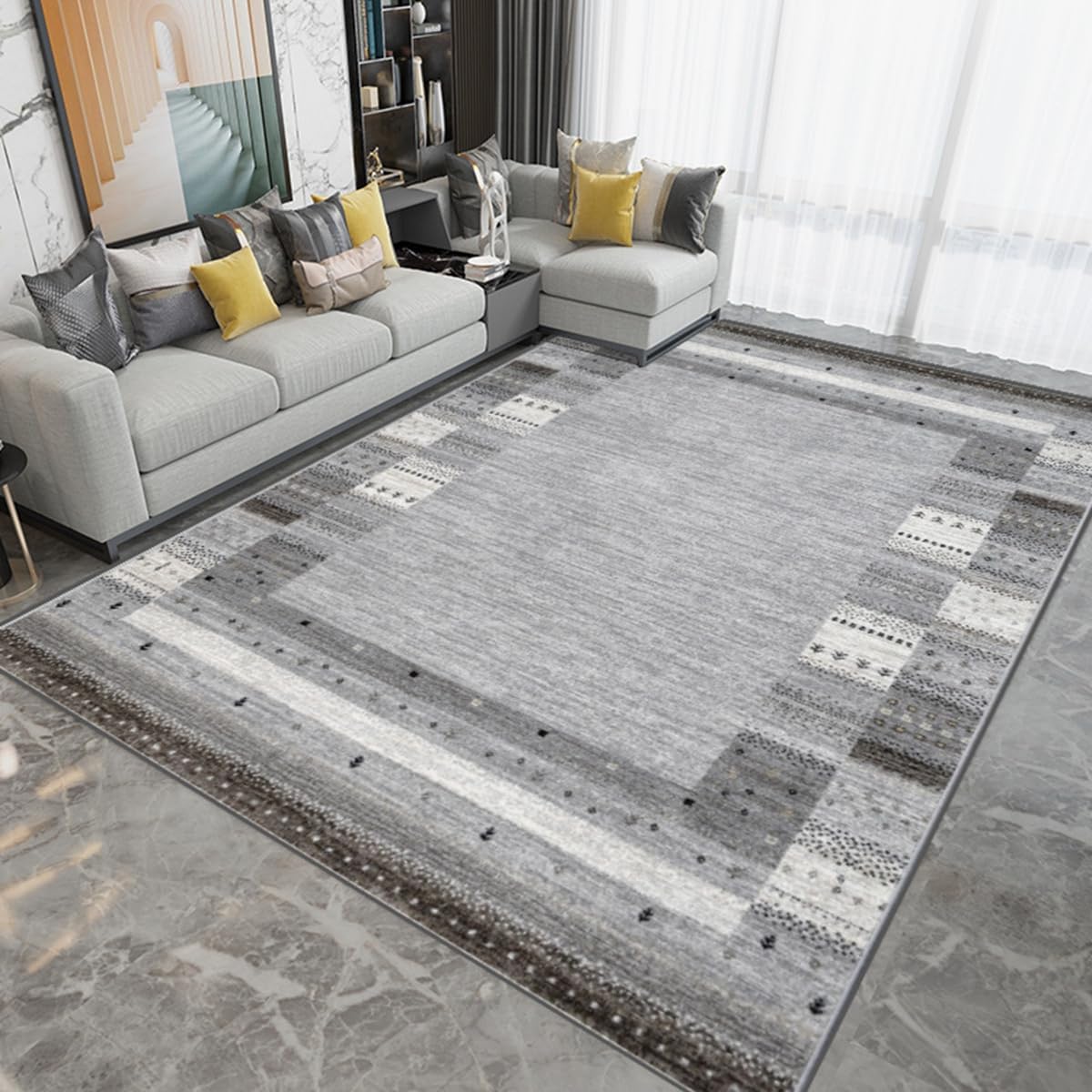 「ORRMALL」カーペット ラグマット ラグ 滑り止め付き センターカーペット 模造カシミヤ 3畳4畳5畳6畳 厚み 長方形 絨毯 抗菌防臭 防ダニ 床暖房対応 シャギーラグ 絨毯 滑り止め付き ふわふわ サラサラ 長方形 カラフルパターン ORFYR121