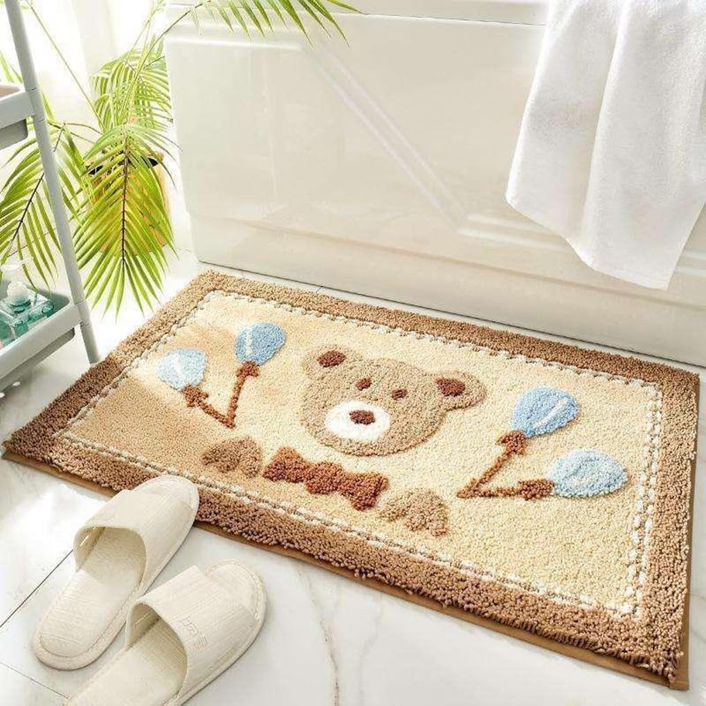 バスマット 40×60cm 吸水速乾 ふわふわ マイクロファイバー 滑り止め付き 抗菌防臭 厚手 洗濯機対応 乾きやすい お風呂マット 脱衣所 洗面所用 おしゃれ 北欧風 ORYSD88