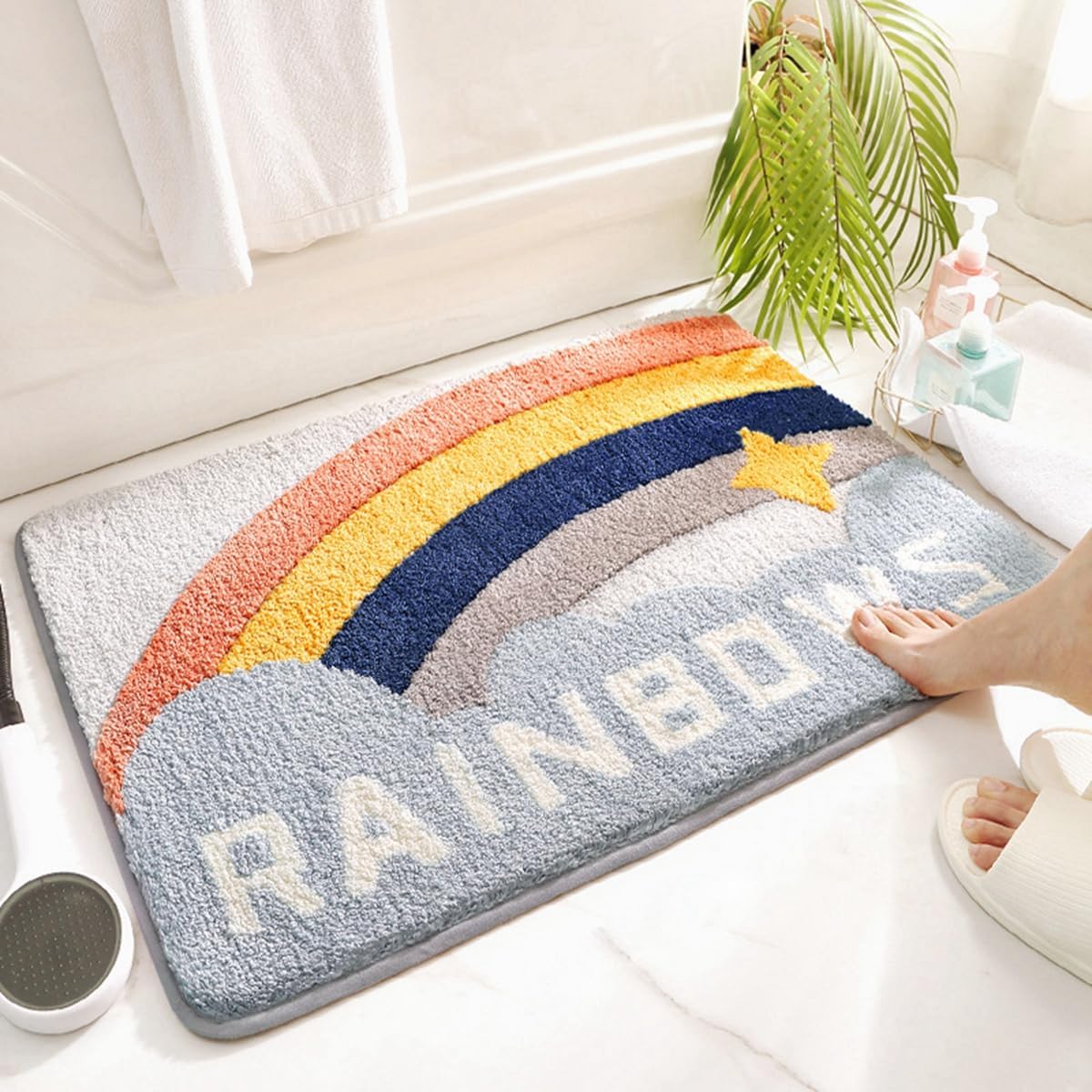 「Tuokus」バスマット 足拭きマット お風呂マット 玄関マット 吸水速乾滑り止め 風呂マット ふんわり 超厚い 吸水速乾 滑り止め ふわふわ 洗える 丸洗い可能 洗面所 脱衣所 浴室 キッチン 台所 TYSD06