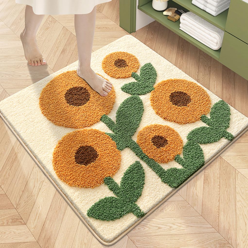 バスマット 60×60cm 吸水速乾 ふわふわ マイクロファイバー 滑り止め付き 抗菌防臭 厚手 洗濯機対応 乾きやすい お風呂マット 脱衣所 洗面所用 おしゃれ 北欧風 ORYSD134
