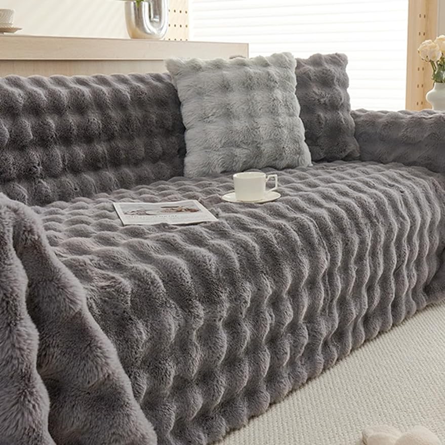 「Tuokus」ソファーカバー 2人掛け 3人掛け 肘付き 柔らかく ふわふわ ソファパッド クッション ソファー スリップ 洗える 防塵 冬用 TSFJ-29(180*130cm)