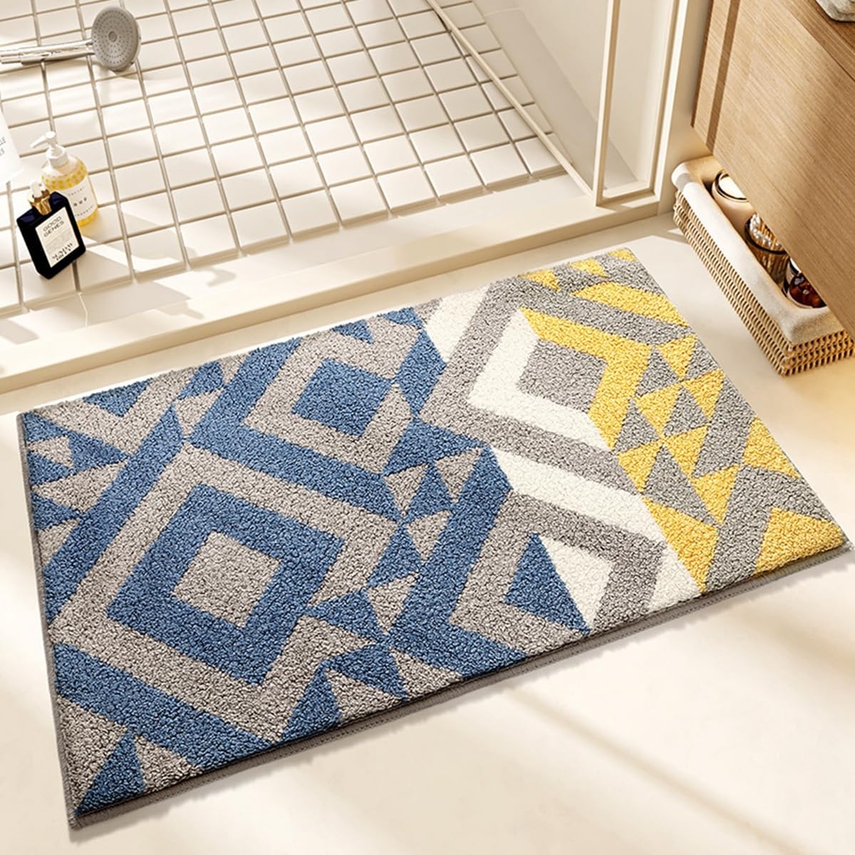 「Tuokus」バスマット 60×40cm 足拭きマット お風呂マット 玄関マット 吸水速乾滑り止め 風呂マット ふんわり 超厚い 吸水速乾 滑り止め ふわふわ 洗える 丸洗い可能 洗面所 脱衣所 浴室 キッチン 台所 TYSD50