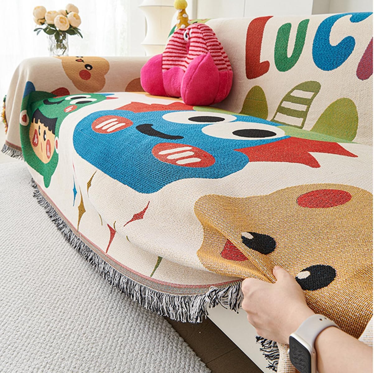 「Tuokus」ソファーカバー 180×180cm 2人掛け・3人掛け 肘付き 洗える ペットの引っかき傷防止 通気性 ふんわり おしゃれ 滑り止め付き 汚れ防止 防塵 オールシーズン対応 Sofajia65X