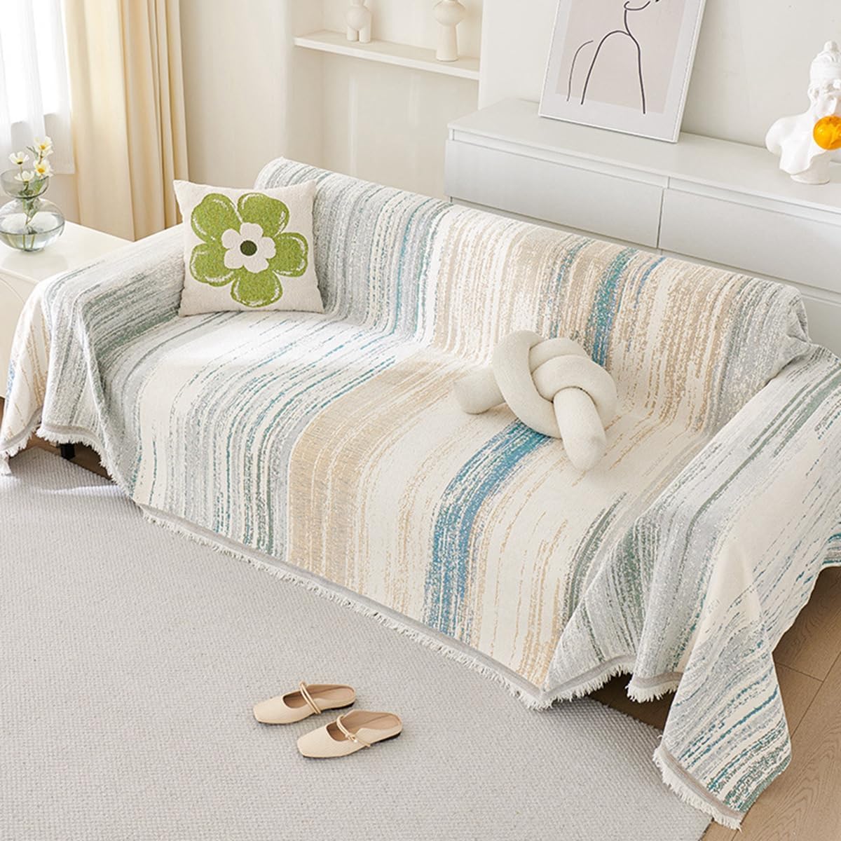 「Tuokus」ソファーカバー 2人掛け 3人掛け 肘付き 柔らかく 通気性 ふわふわ おしゃれ 汚れ防止 パッド クッション スリップ 洗える 防塵 オールシーズン使用可能 Sofajia54