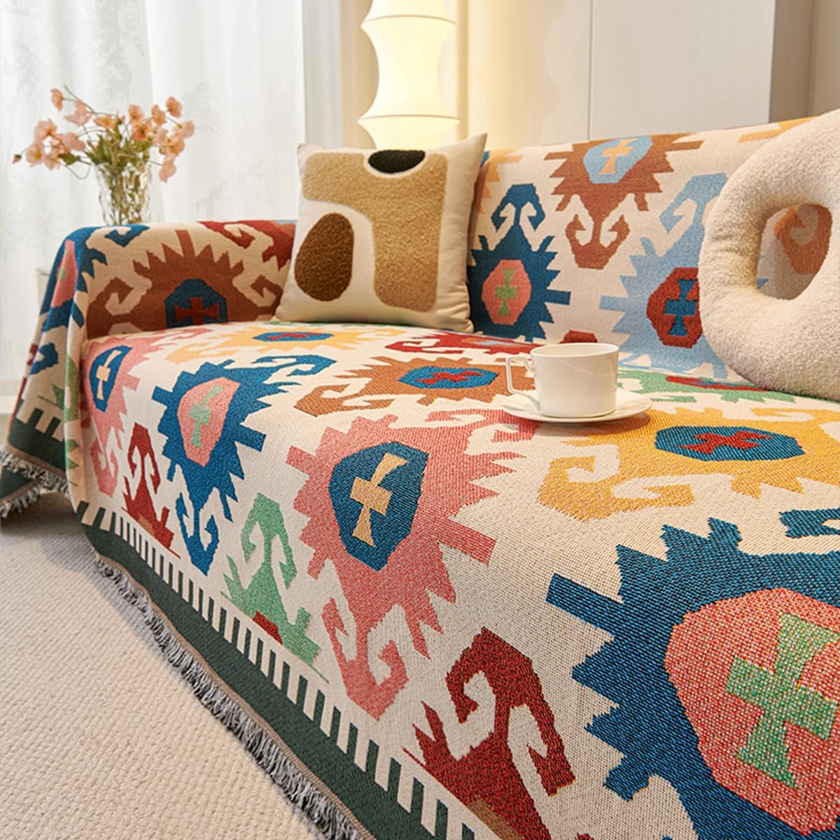 「Tuokus」ソファーカバー 180×180cm 2人掛け・3人掛け 肘付き 洗える ペットの引っかき傷防止 通気性 ふんわり おしゃれ 滑り止め付き 汚れ防止 防塵 オールシーズン対応 Sofajia65X