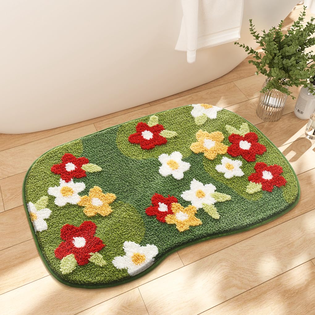 バスマット 40×60cm 吸水速乾 ふわふわ マイクロファイバー 滑り止め付き 抗菌防臭 厚手 洗濯機対応 乾きやすい お風呂マット 脱衣所 洗面所用 おしゃれ 北欧風 ORYSD130