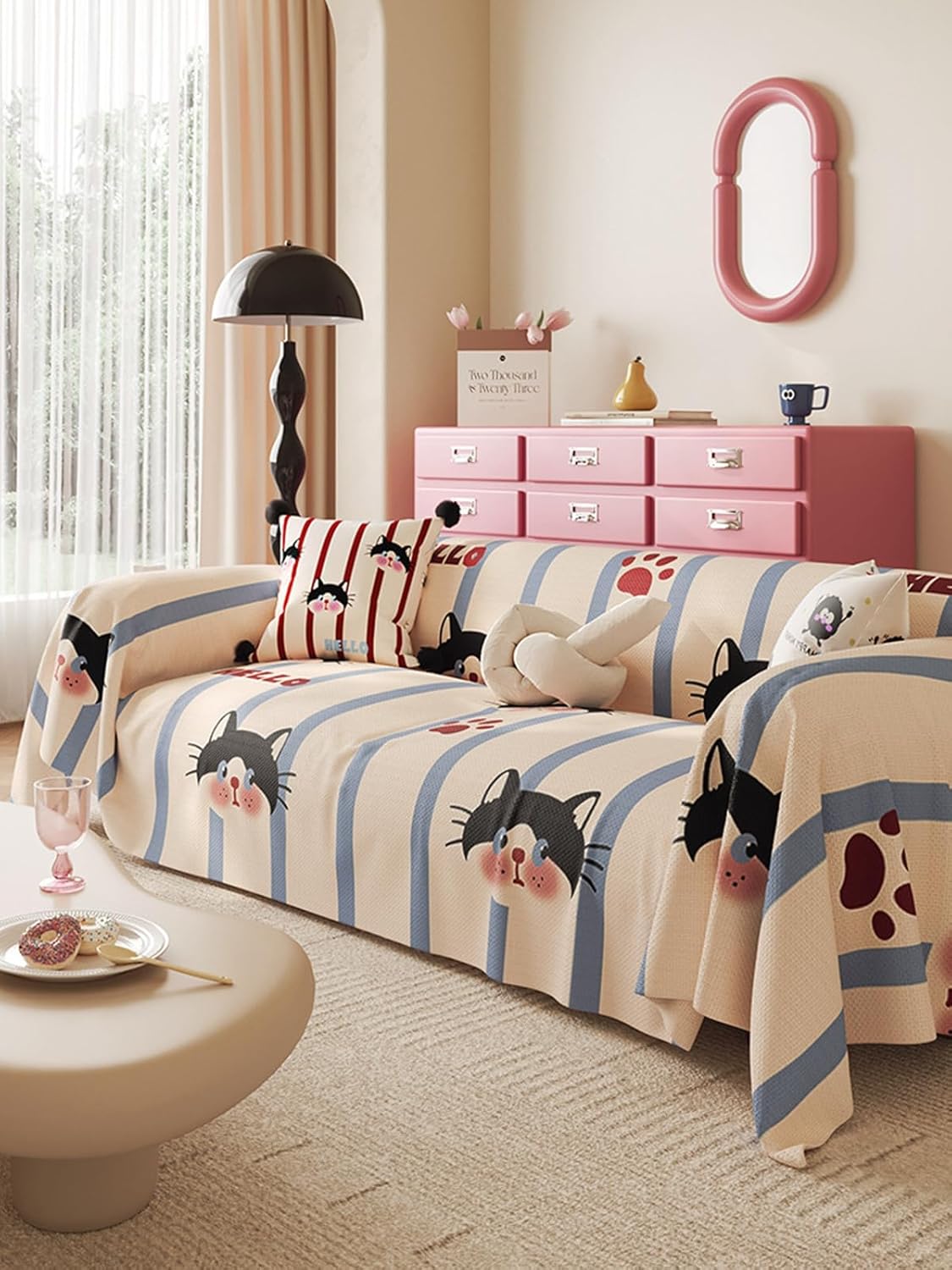 「Tuokus」ソファーカバー 180×180cm 2人掛け・3人掛け 肘付き 洗える ペットの引っかき傷防止 通気性 ふんわり おしゃれ 滑り止め付き 汚れ防止 防塵 オールシーズン対応 Sofajia61