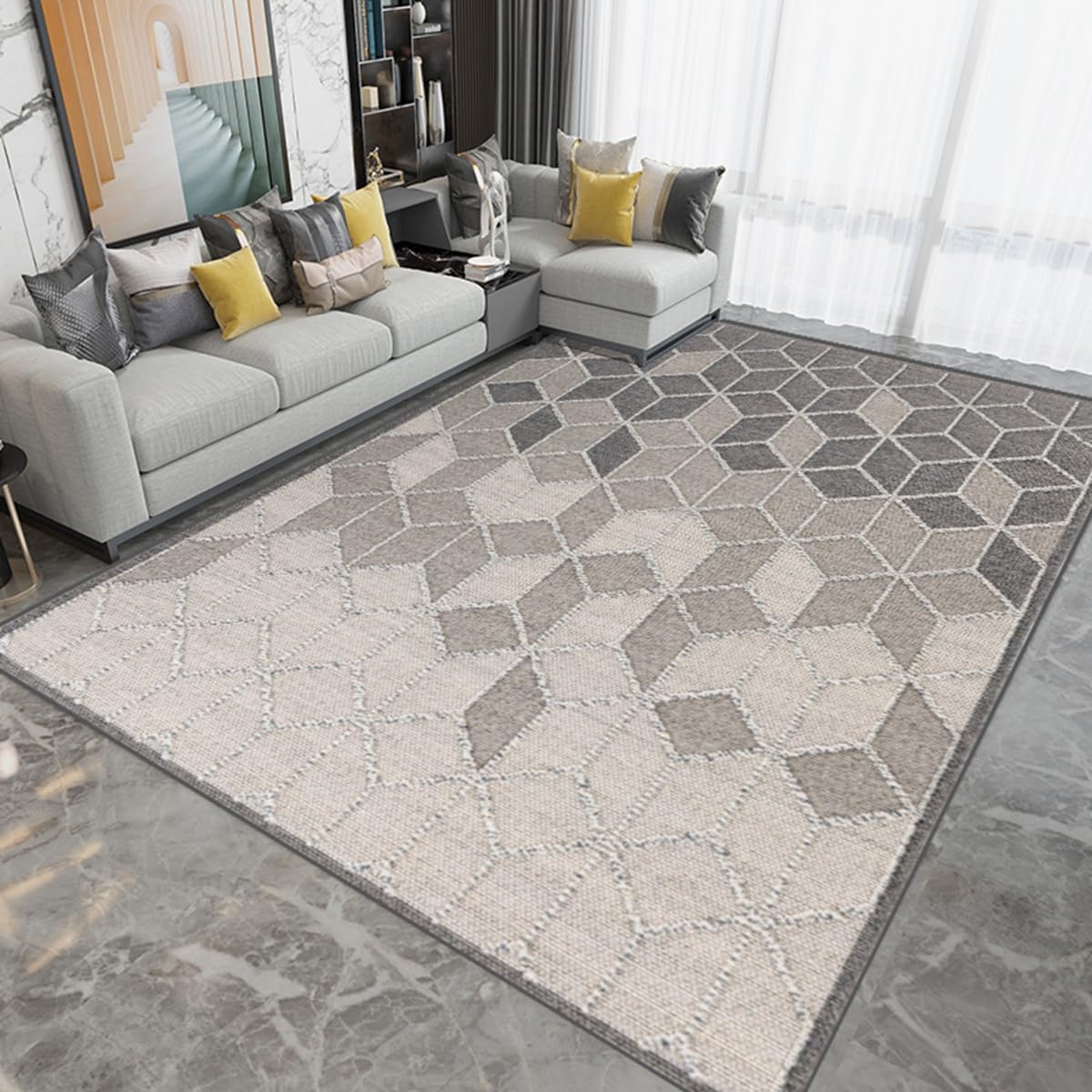 「ORRMALL」カーペット ラグマット ラグ 滑り止め付き センターカーペット 模造カシミヤ 3畳4畳5畳6畳 厚み 長方形 絨毯 抗菌防臭 防ダニ 床暖房対応 シャギーラグ 絨毯 滑り止め付き ふわふわ サラサラ 長方形 カラフルパターン ORFYR121